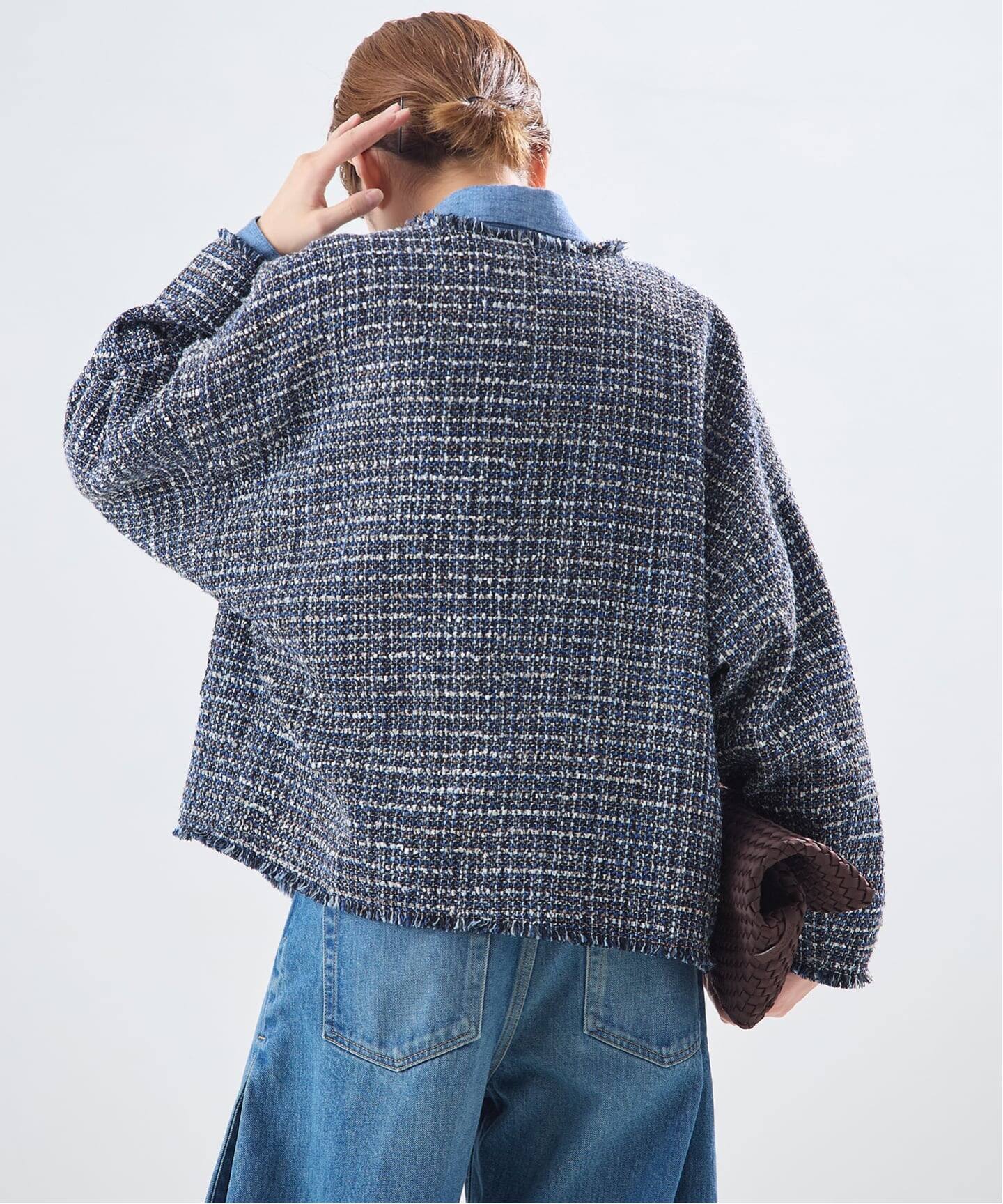 一部店舗＆WEB限定】GIOLICATWEED ドルマンジャケット（ノーカラー