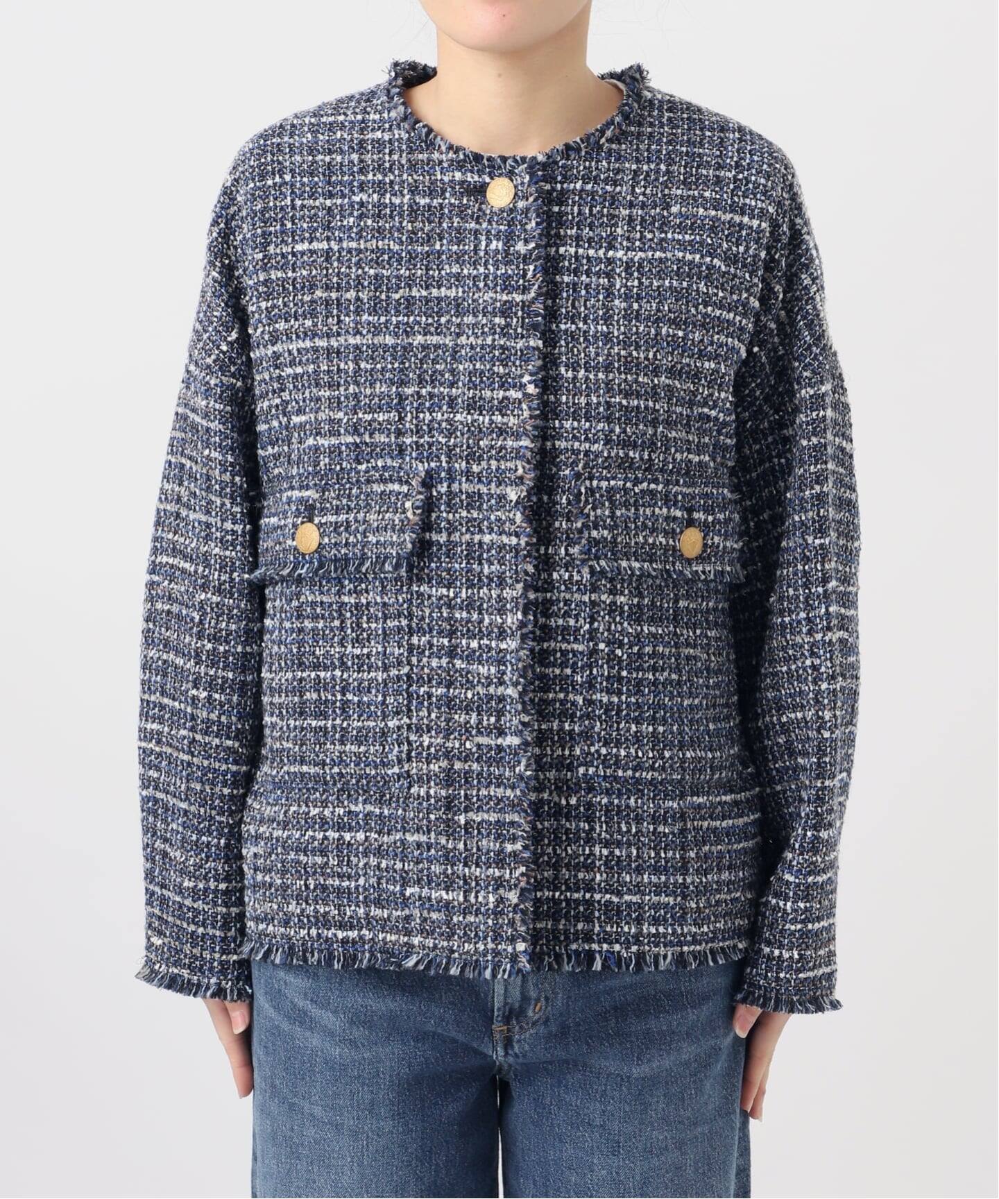 一部店舗＆WEB限定】GIOLICATWEED ドルマンジャケット（ノーカラー