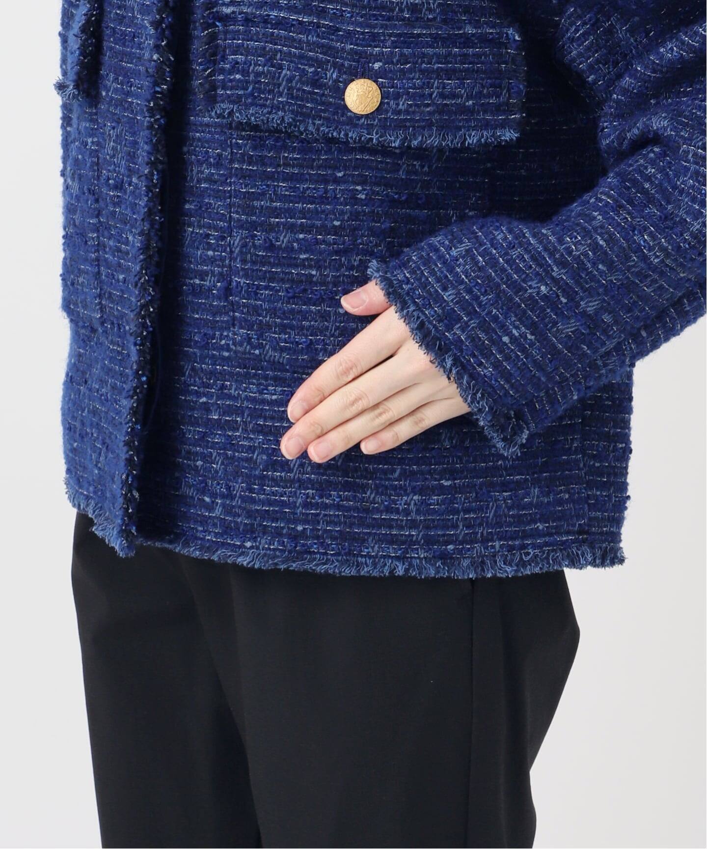 【新品】2024 AW　GIOLICATWEED ドルマンジャケット　ネイビー 追加》【金子綾さん着用】GIOLICATWEED ドルマンジャケット（ノー