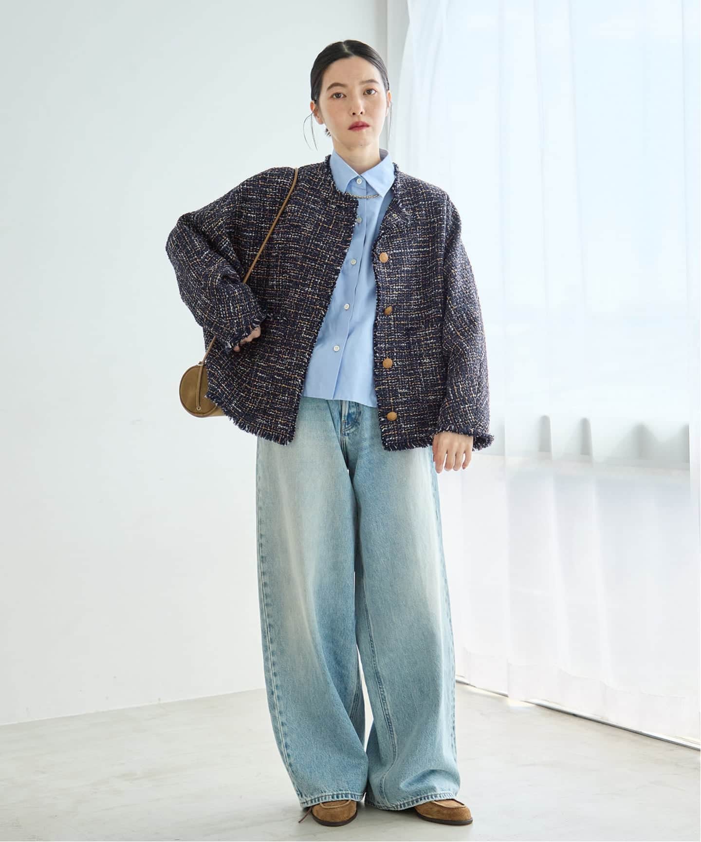 予約》GIOLICA TWEED ドルマンジャケット（ノーカラージャケット