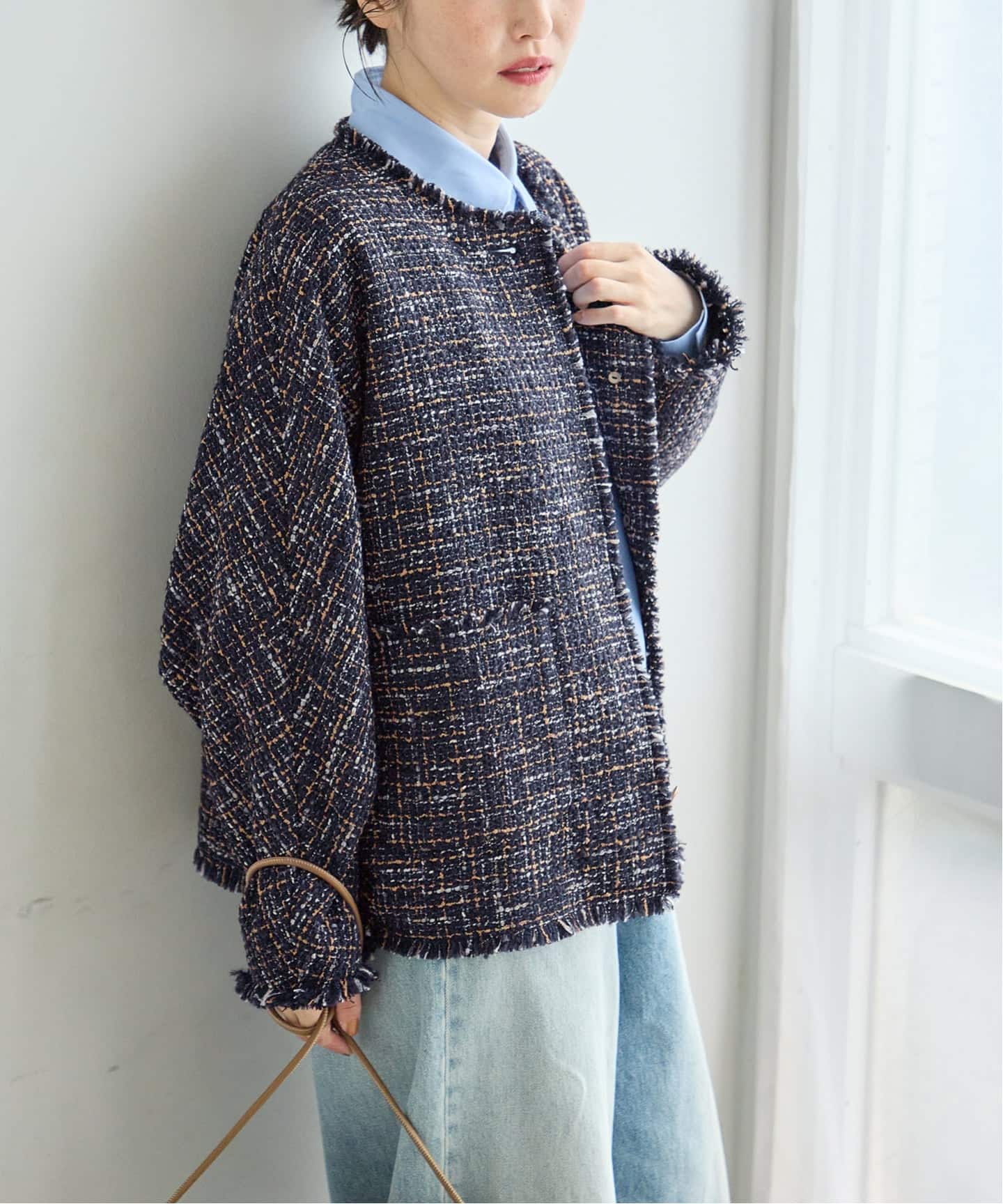 予約》GIOLICA TWEED ドルマンジャケット（ノーカラージャケット
