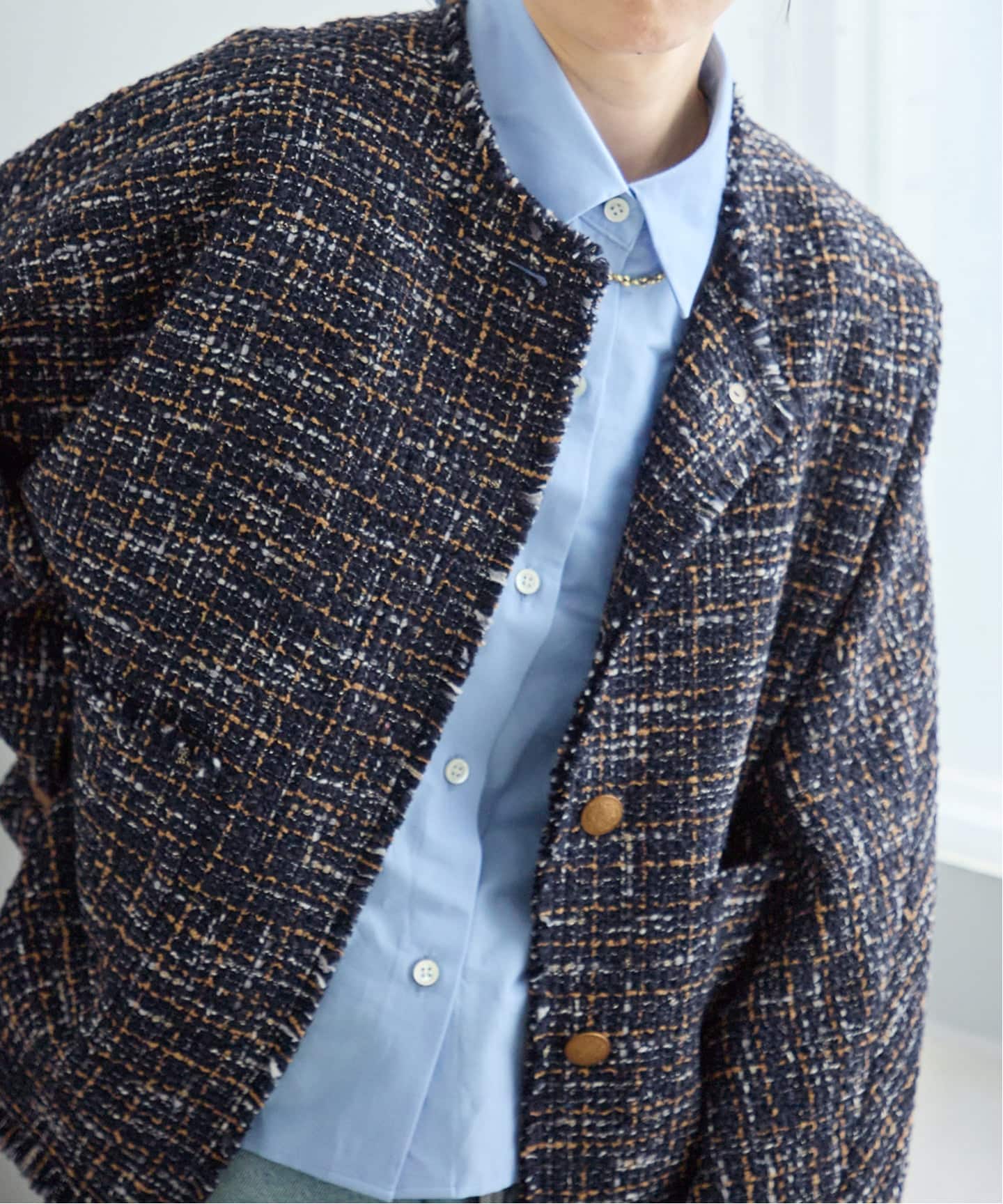 予約》GIOLICA TWEED ドルマンジャケット（ノーカラージャケット
