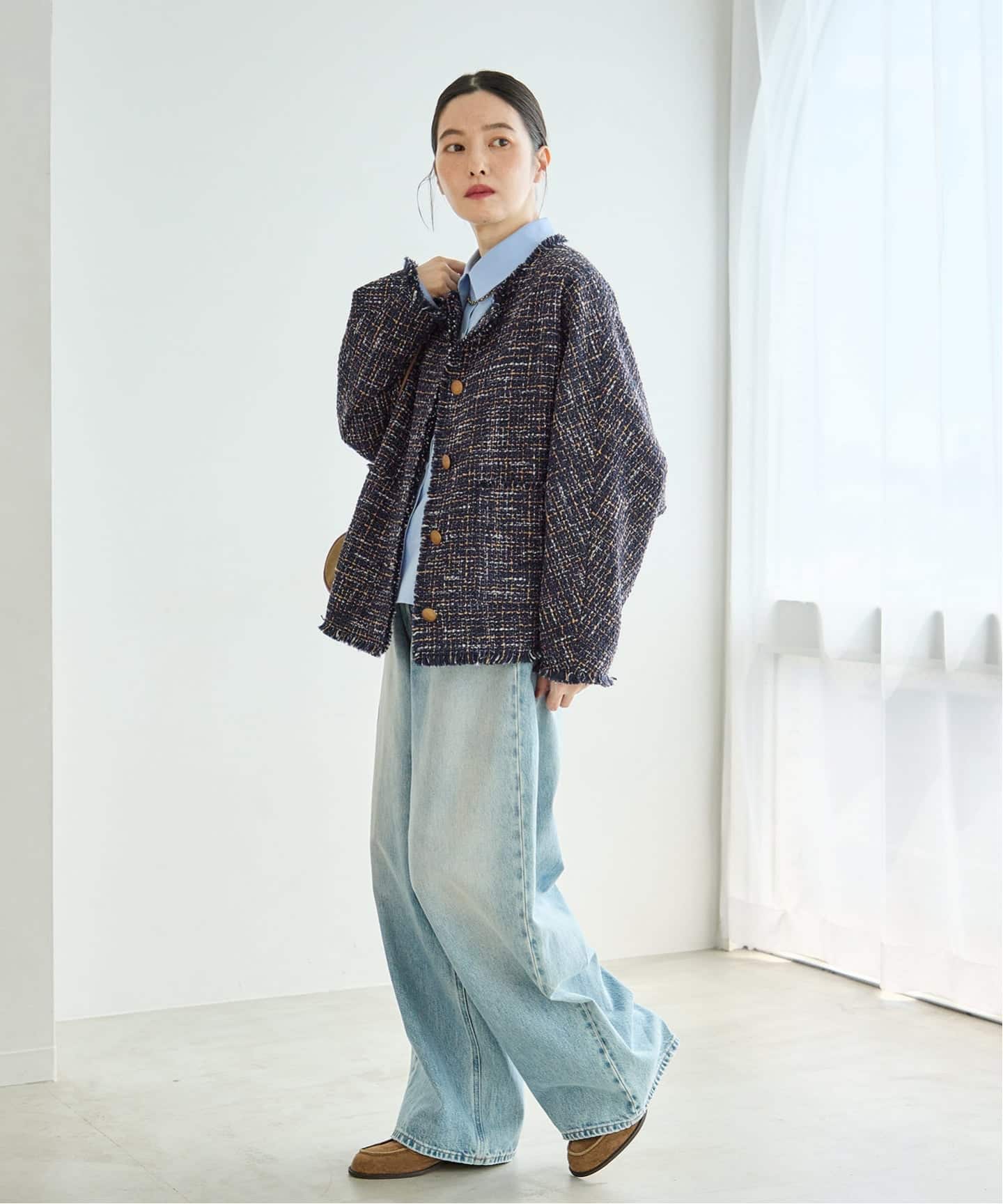 GIOLICA TWEEDドルマンジャケット　ツイードジャケット 予約》GIOLICA TWEED ドルマンジャケット（ノーカラージャケット