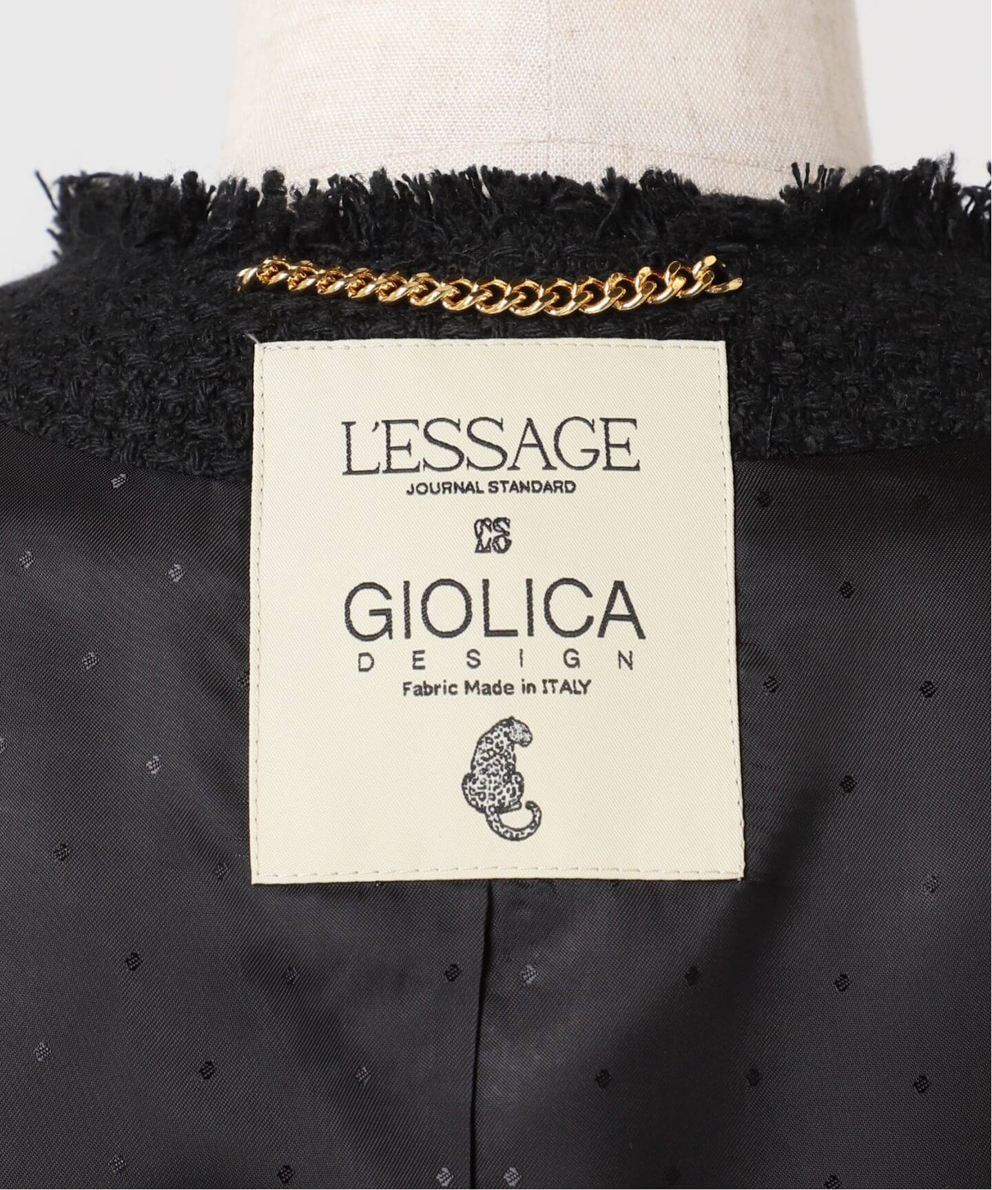 予約》GIOLICA ツイード D/Sジャケット（ノーカラージャケット