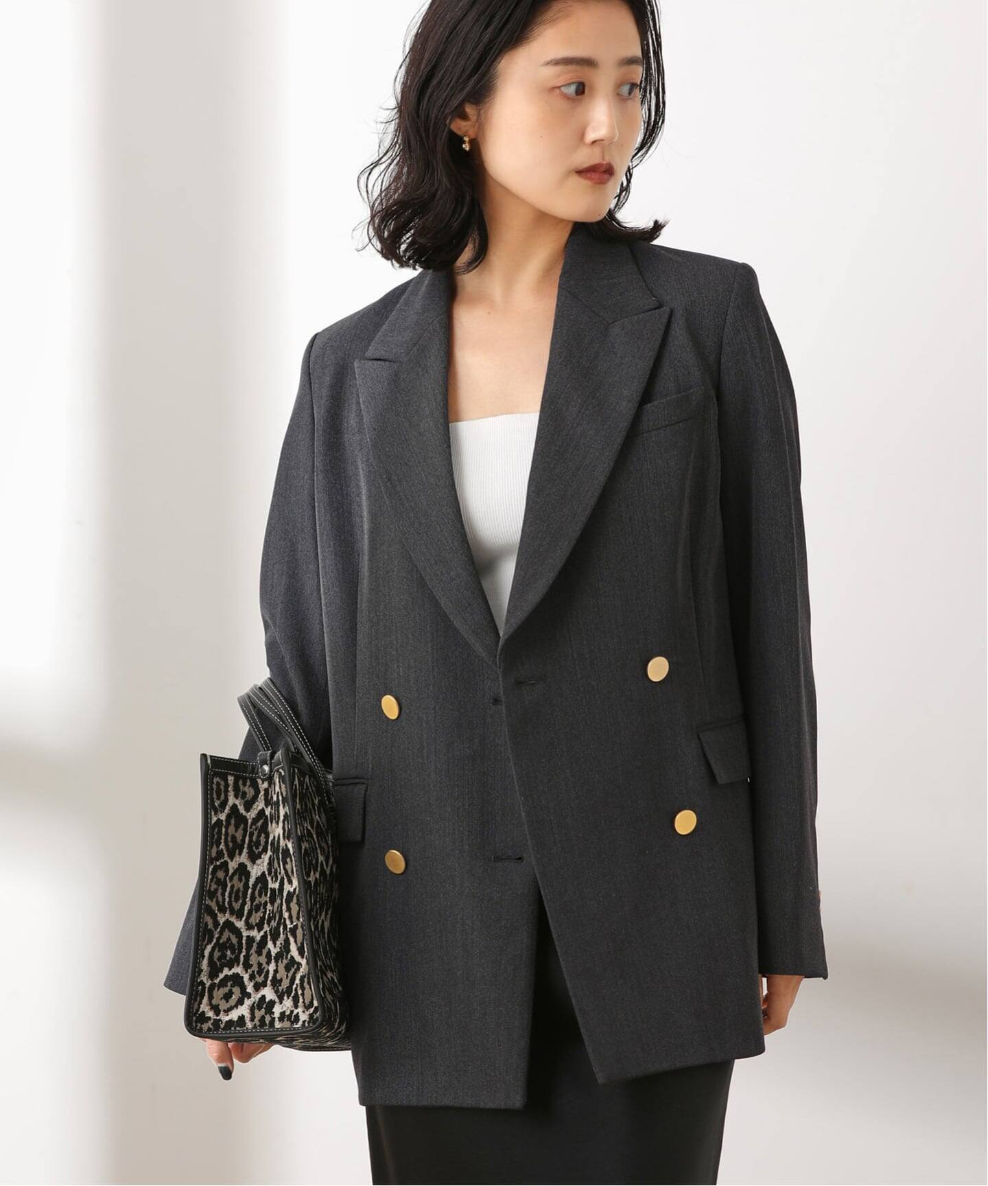 【美品】ヴィスポリギャバブレザー　ジャーナルスタンダードレサージュ　グレー ジャーナルスタンダード レサージュ JOURNAL STANDARD L'ESSAGE 《追加