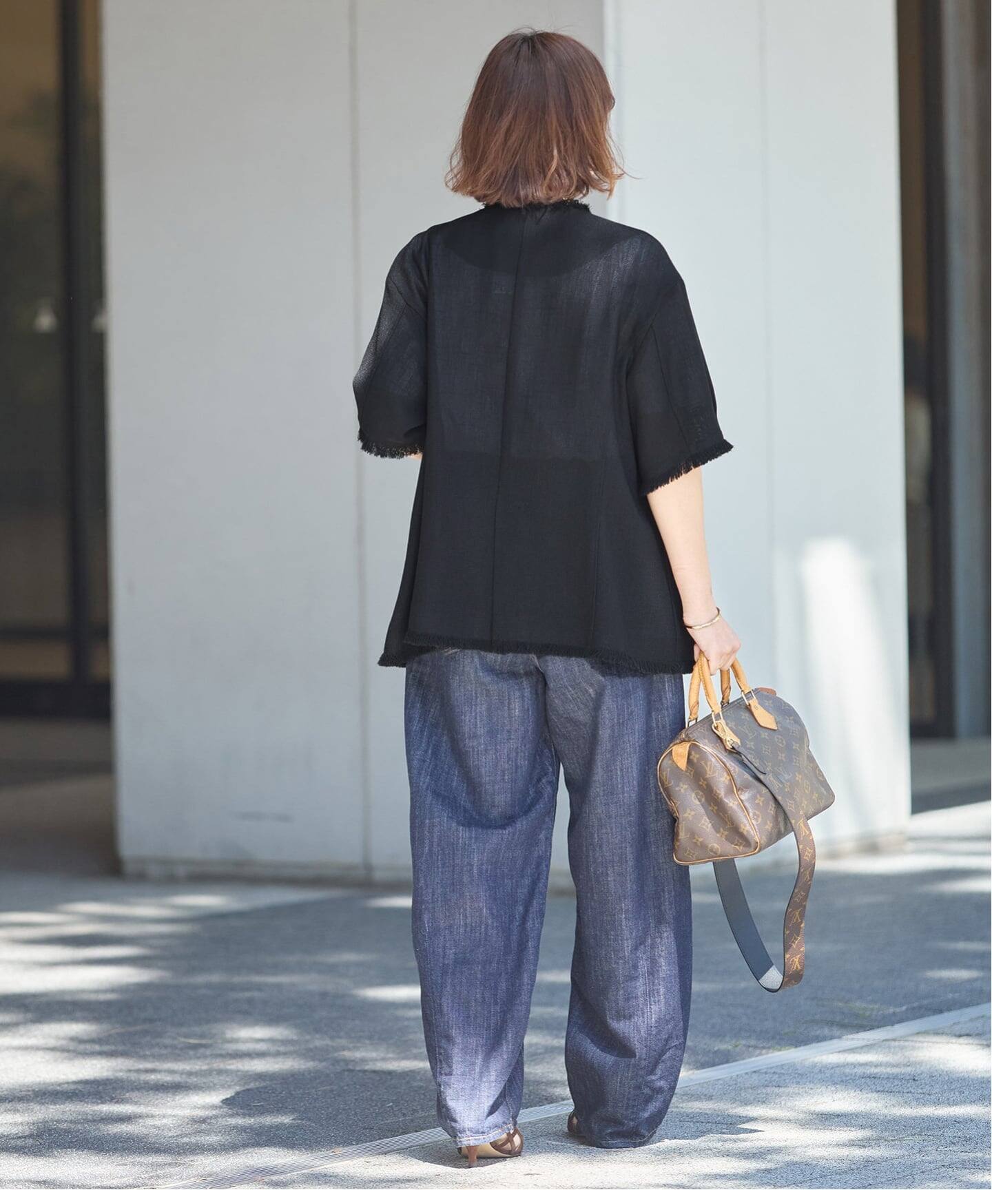 TWEEDY MESH ショートスリーブジャケット（ノーカラージャケット