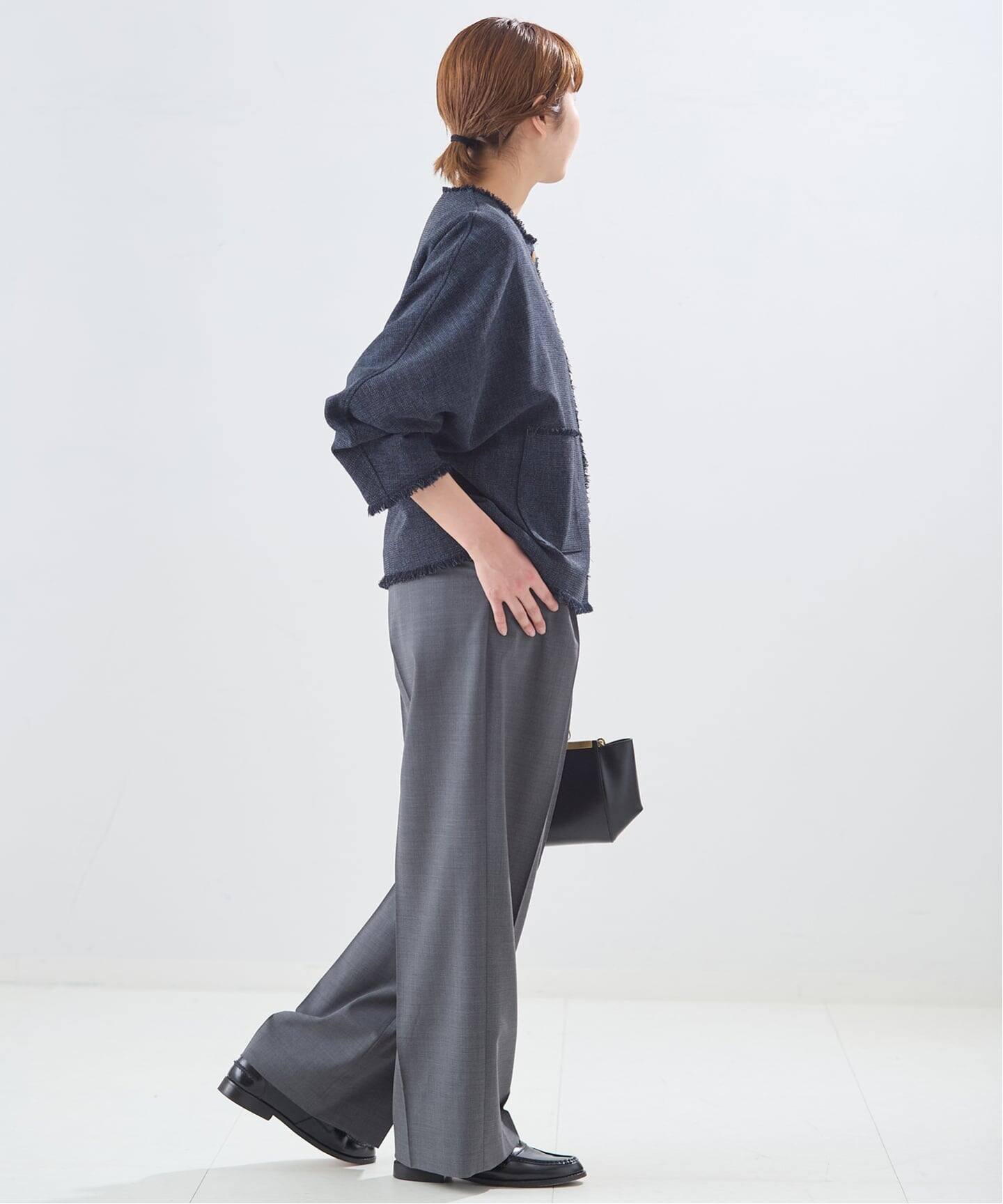 予約》カラミTWEEDドルマンジャケット（ノーカラージャケット