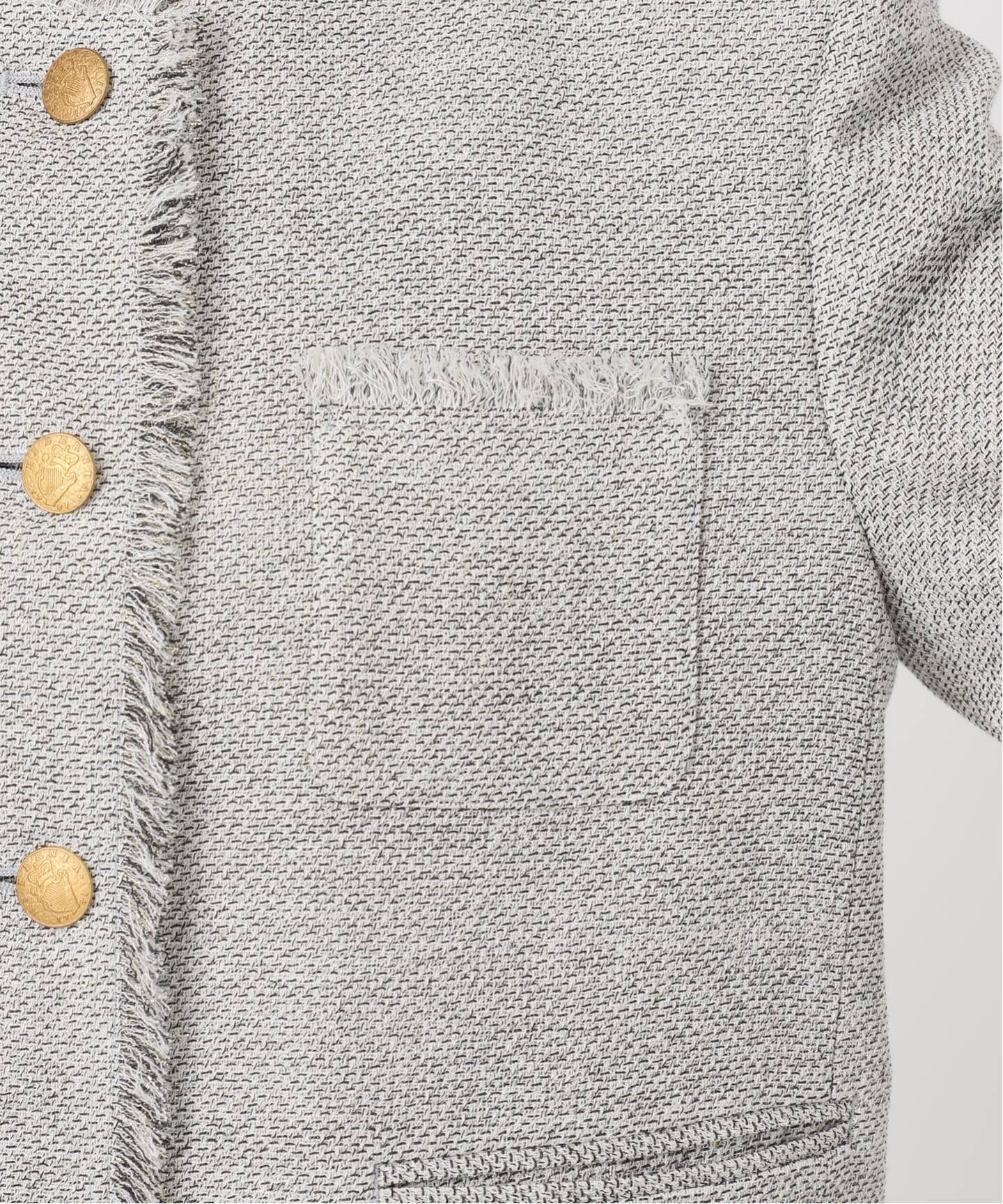 GIOLICA ツイードメッシュショートスリーブ ジャケット（ノーカラー