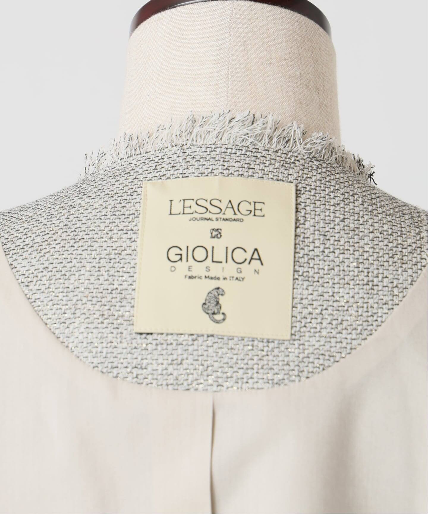 GIOLICA ツイードメッシュショートスリーブ ジャケット（ノーカラー