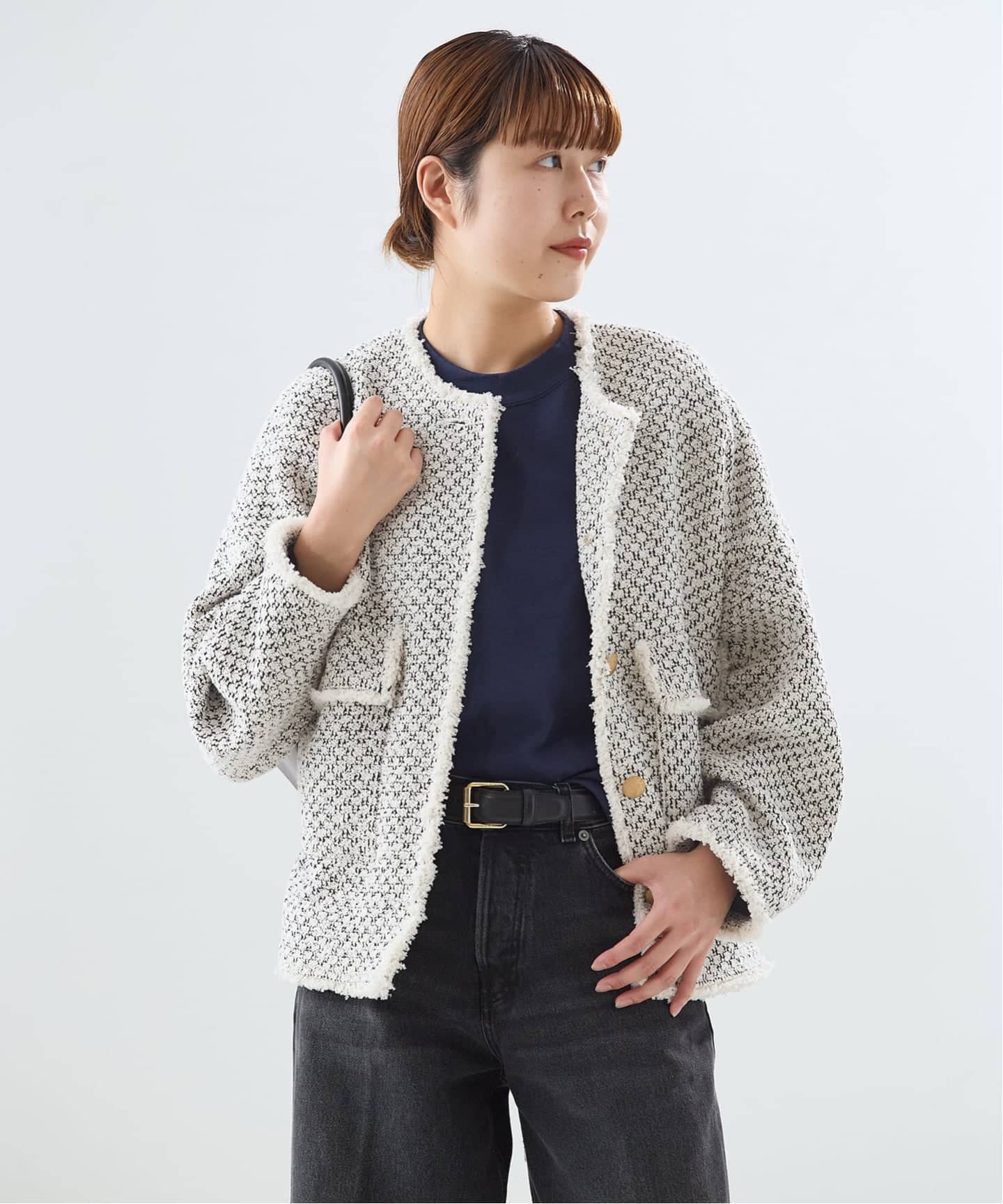 出品10/26まで★ジャーナルスタンダードレサージュ ツイードドルマンジャケット 予約》GIOLICATWEED ドルマンジャケット（ノーカラージャケット