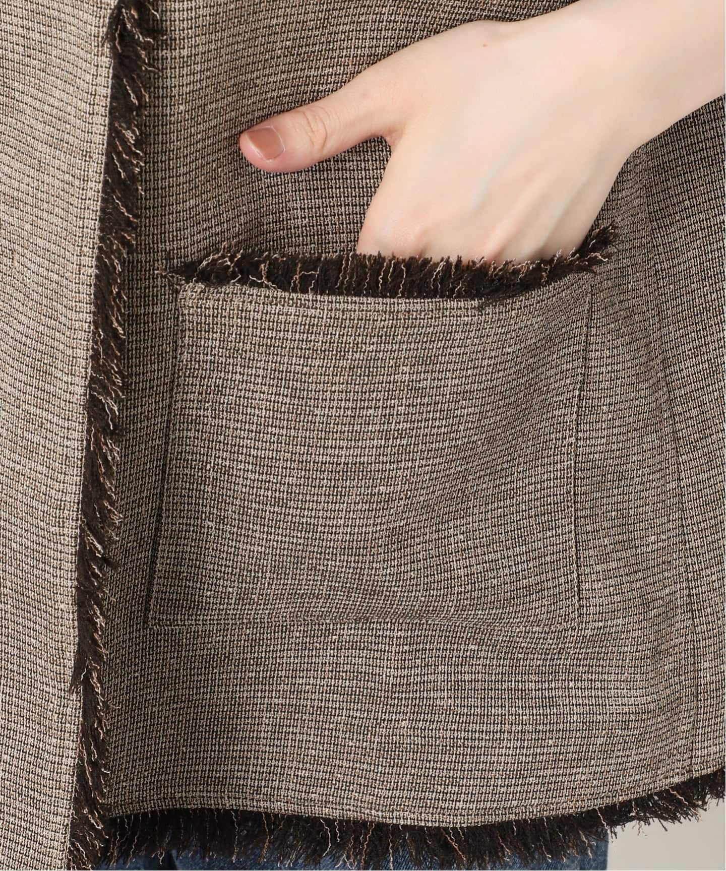 TWEEDY MESH ショートスリーブジャケット（ノーカラージャケット