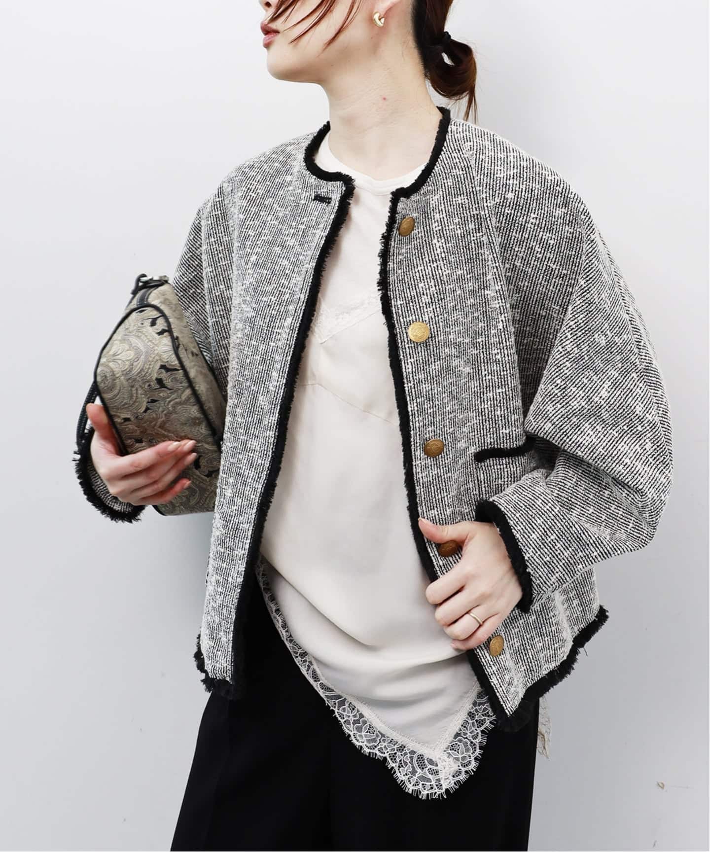 アパルトモン ドゥーズィエムクラス メルトン ノーカラージャケット グレー36 ノーカラージャケット（レディース）の通販｜BAYCREW'S STORE