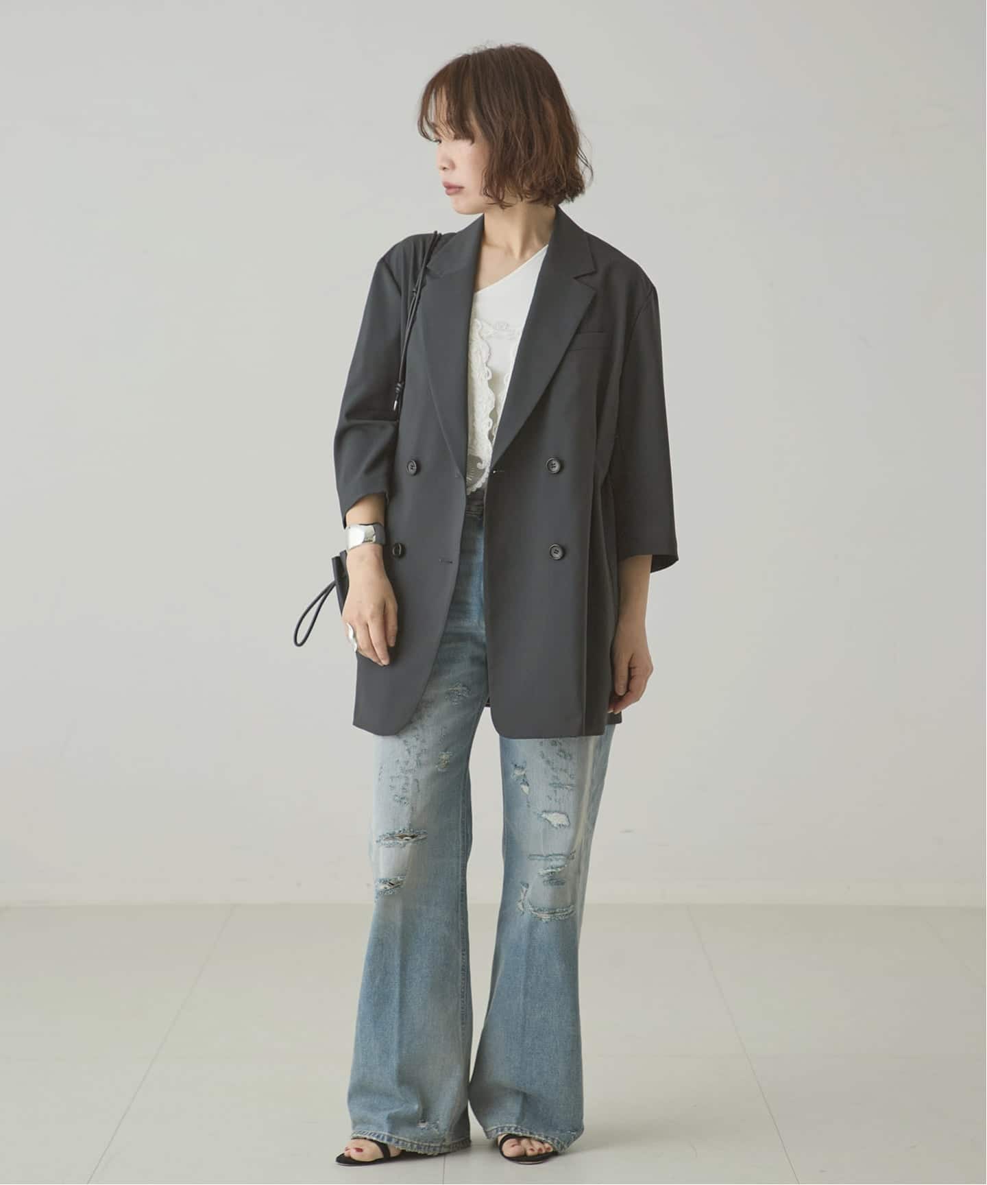ジャケット1点　セットアップ1点　スーツ1点 セットアップ可》POPLIN タックジャケット（その他ジャケット・スーツ