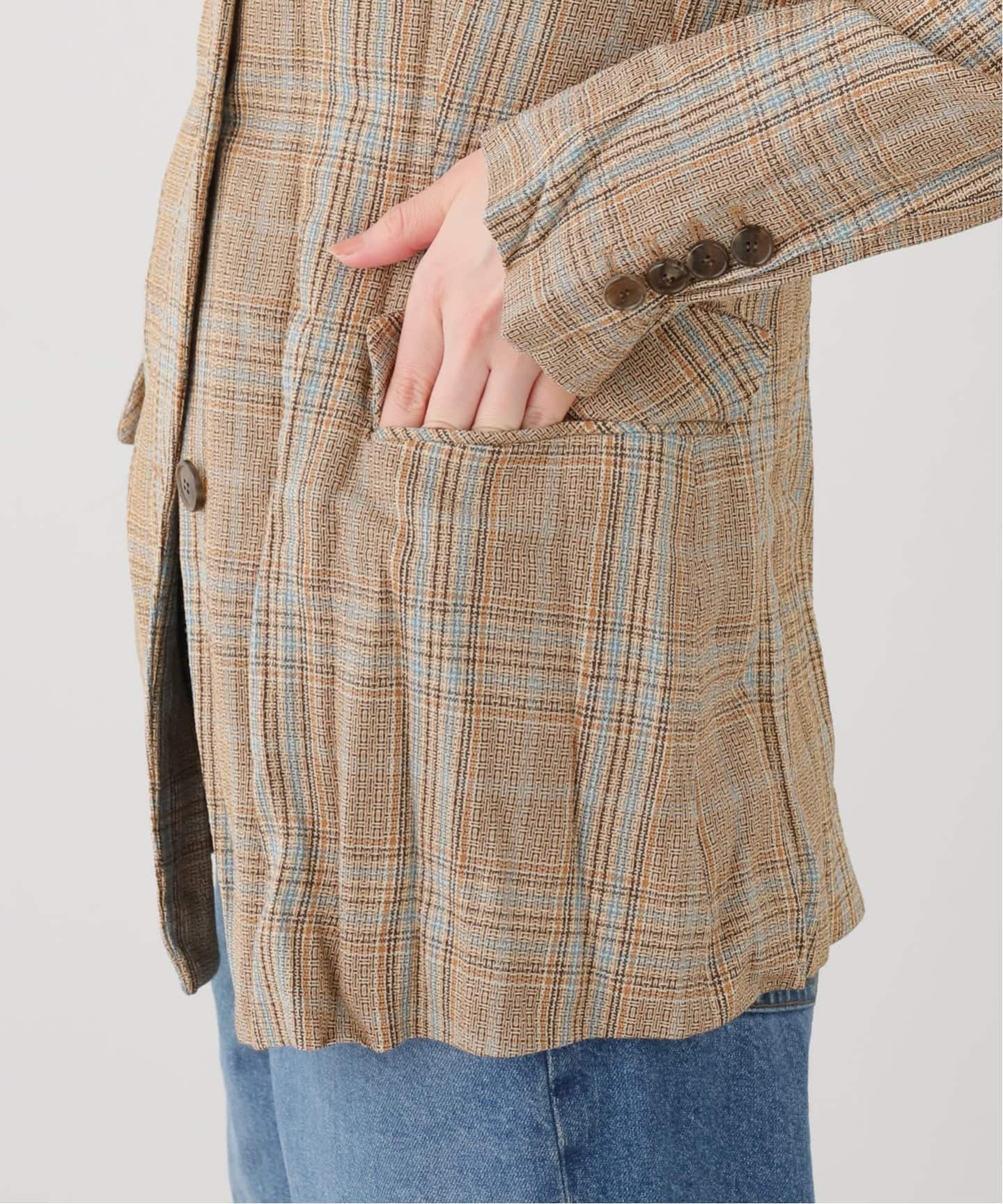 RECTO/レクト CLINKLE VINTAGE CHECK JACKET (CAMEL) ジャケット