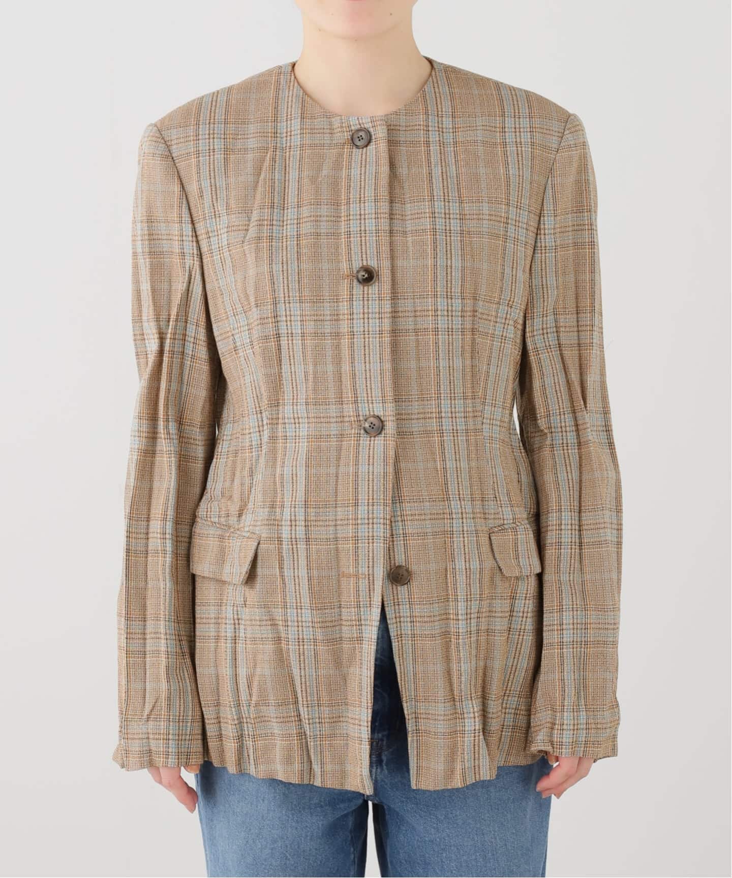 RECTO/レクト CLINKLE VINTAGE CHECK JACKET (CAMEL) ジャケット