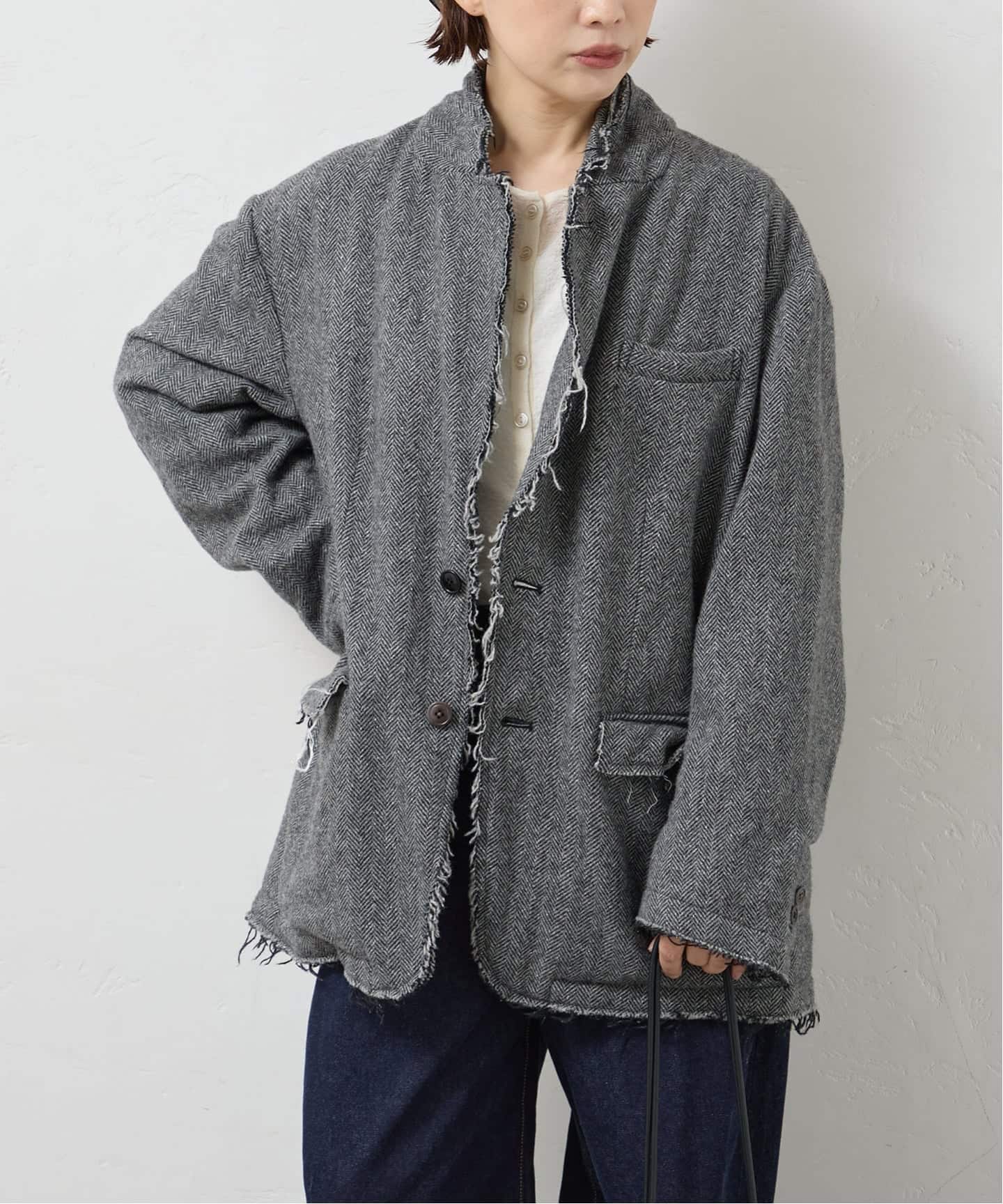 JANE SMITH/ジェーンスミス GARMENT WASHED SILKNEP TWEED ジャケット