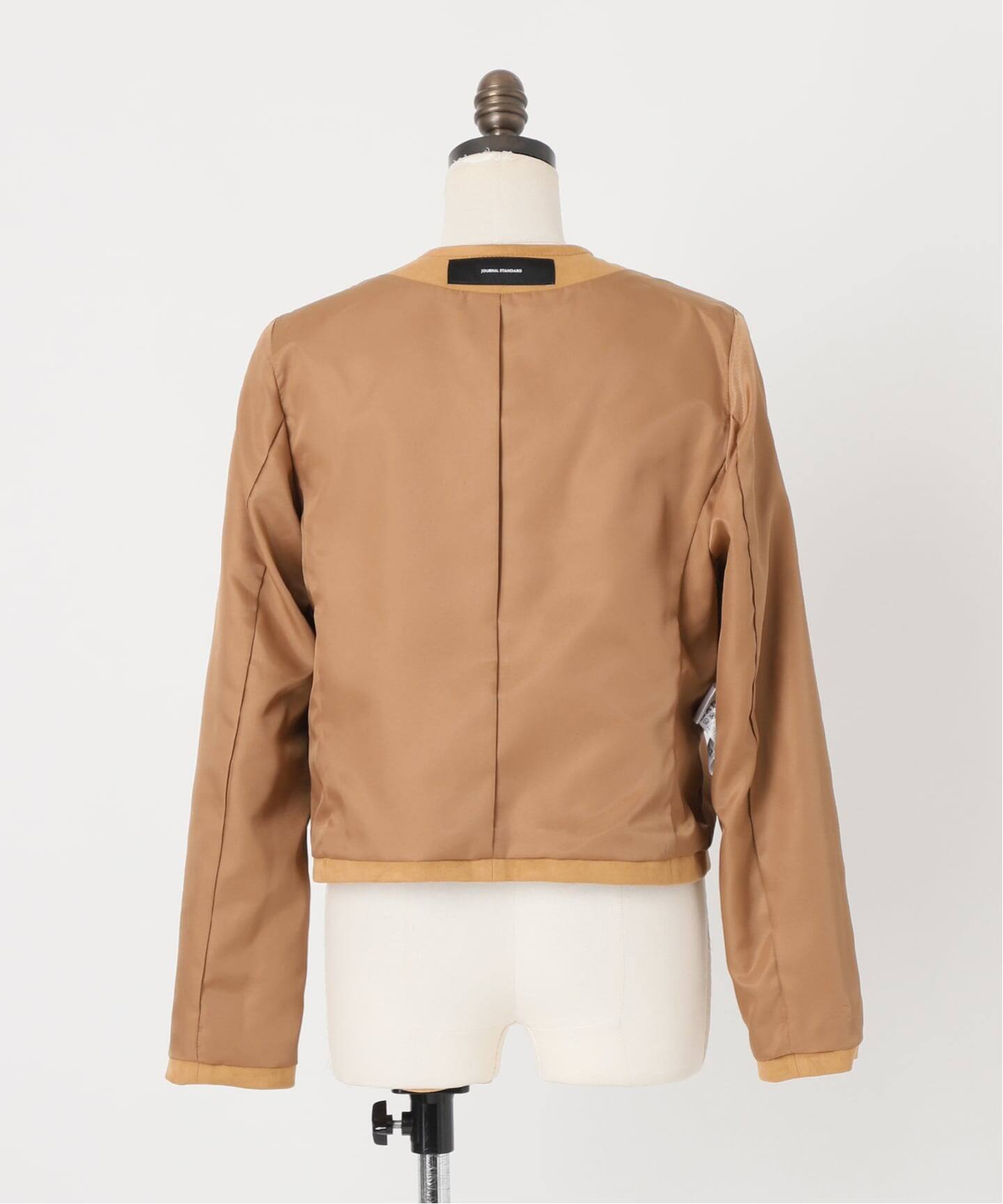 フェイクスエードノーカラージャケット（ノーカラージャケット