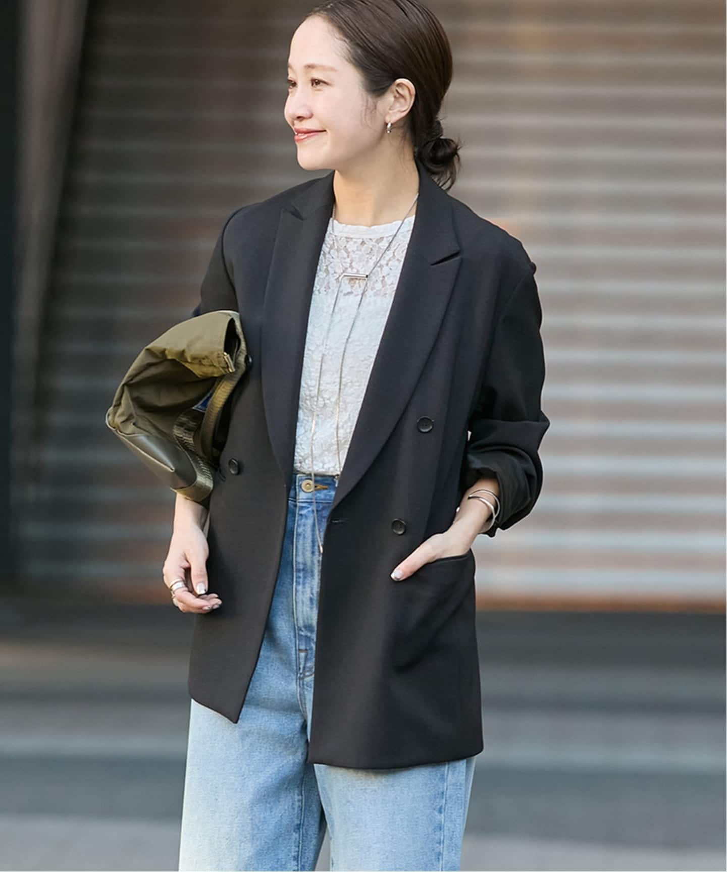 追加》ウールライクストレッチジャケット（テーラードジャケット