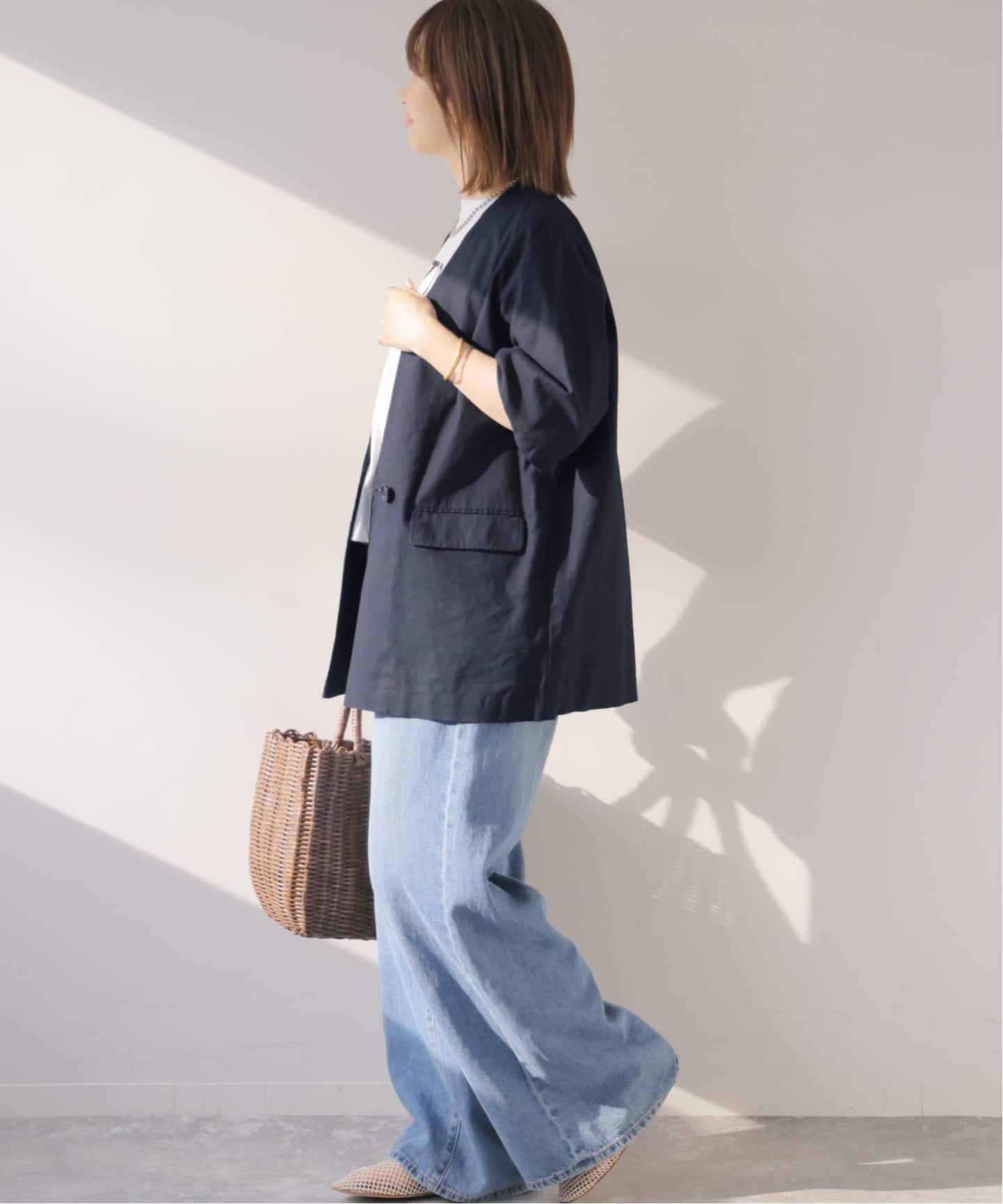手洗い可］リネンコットンハーフスリーブジャケット（その他ジャケット