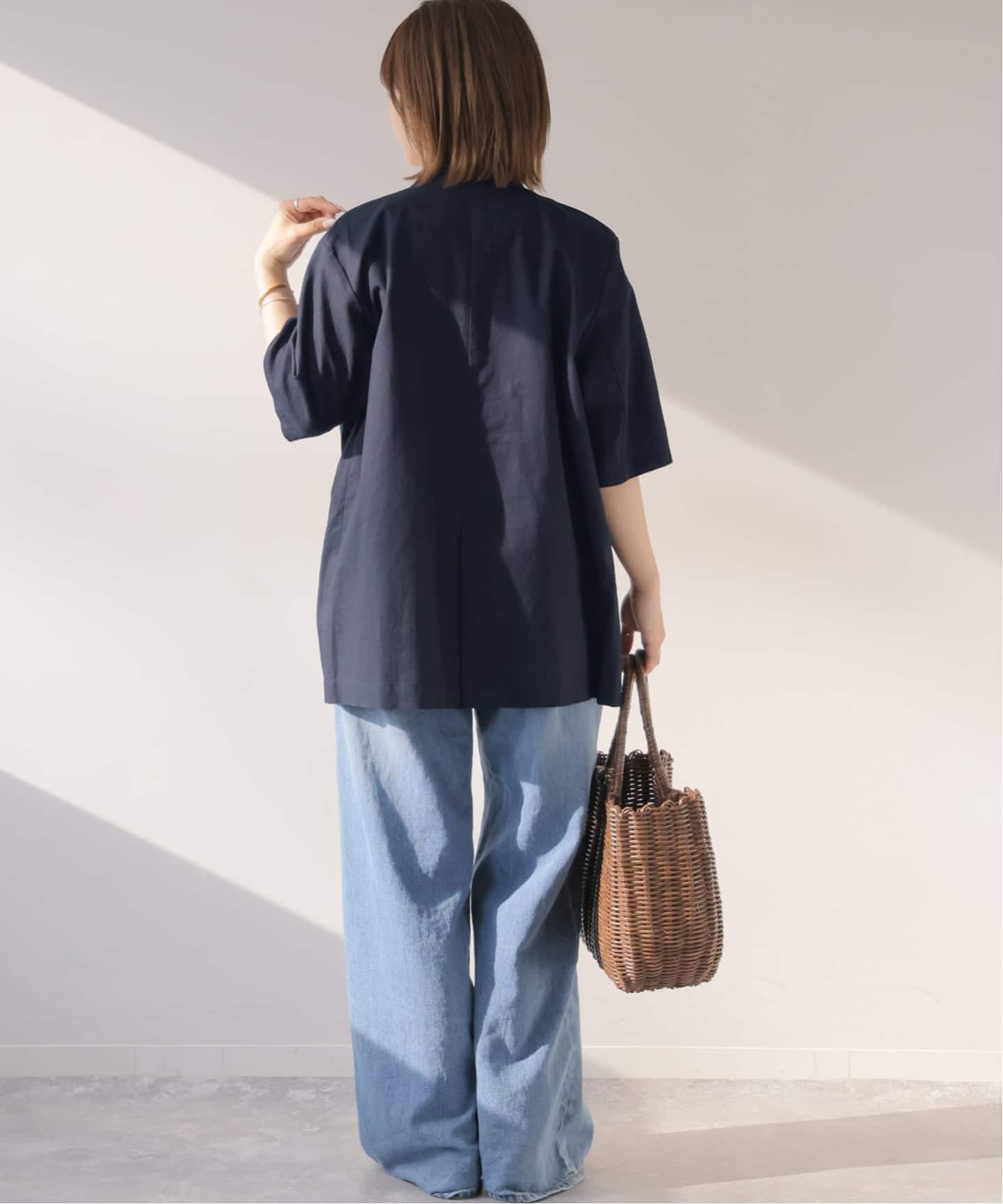 手洗い可］リネンコットンハーフスリーブジャケット（その他ジャケット