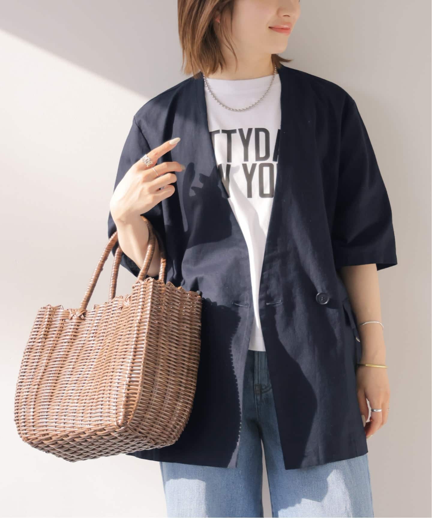 手洗い可］リネンコットンハーフスリーブジャケット（その他ジャケット