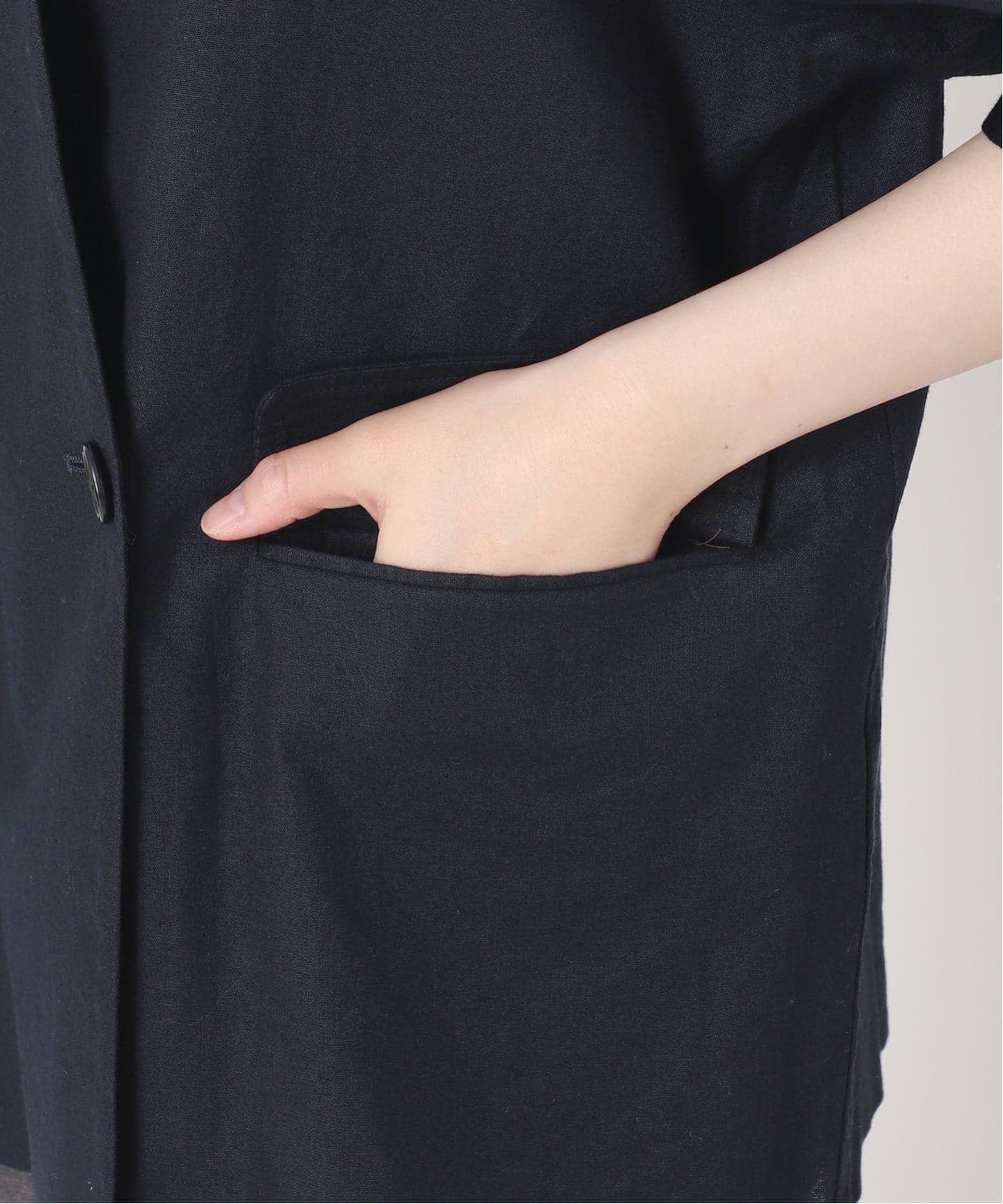 予約》［手洗い可］リネンコットンハーフスリーブジャケット（その他