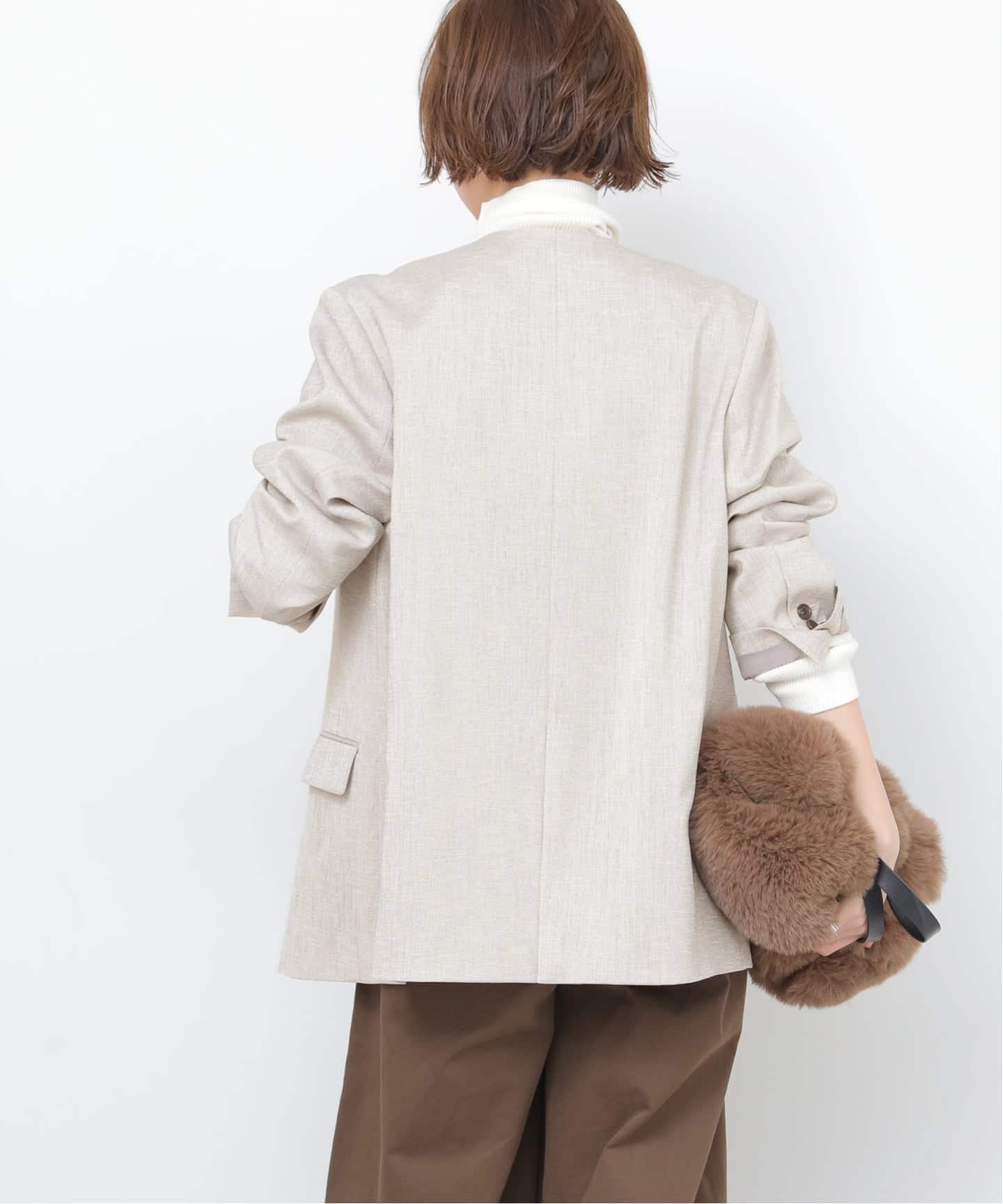 予約》ダブルフロントノーカラージャケット（ノーカラージャケット