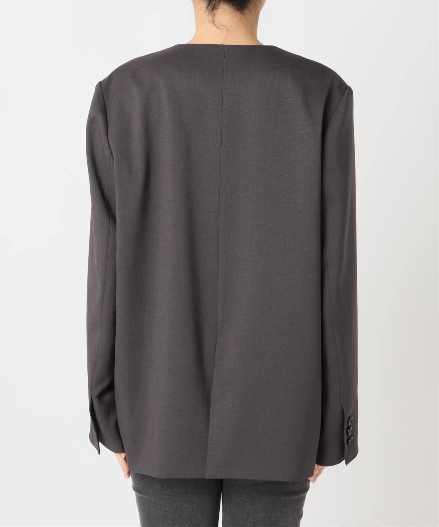 予約》ダブルフロントノーカラージャケット（ノーカラージャケット