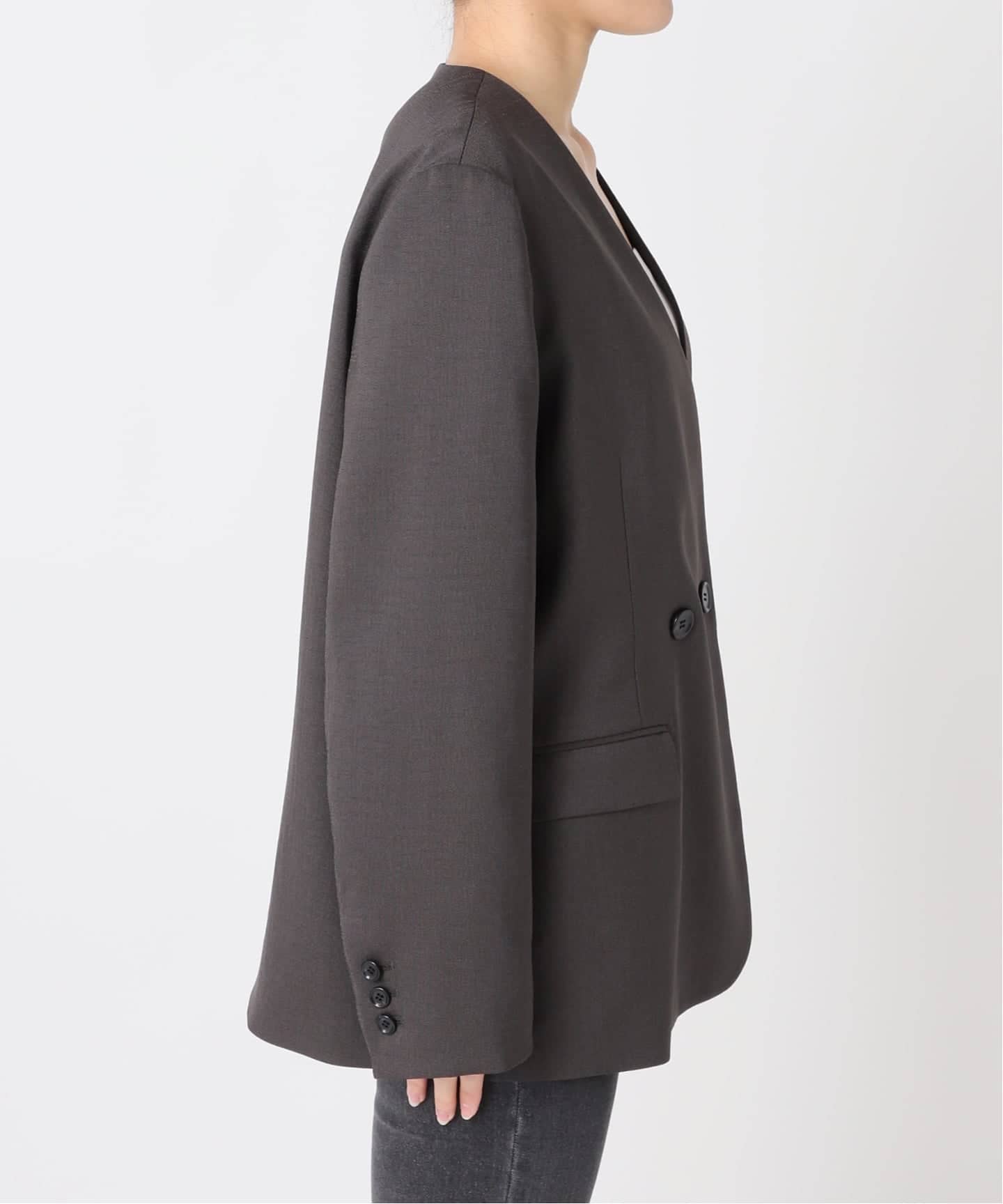 予約》ダブルフロントノーカラージャケット（ノーカラージャケット