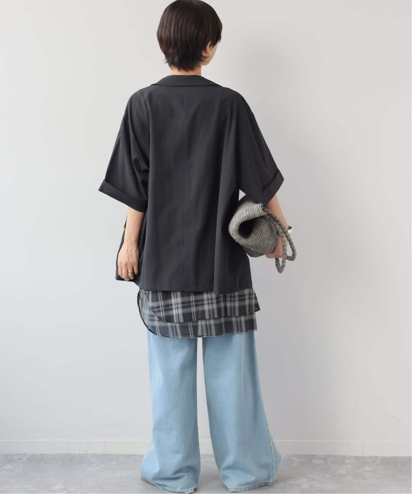 吸水速乾 / 洗濯機洗い可］NATURAL FLAX ハーフスリーブジャケット