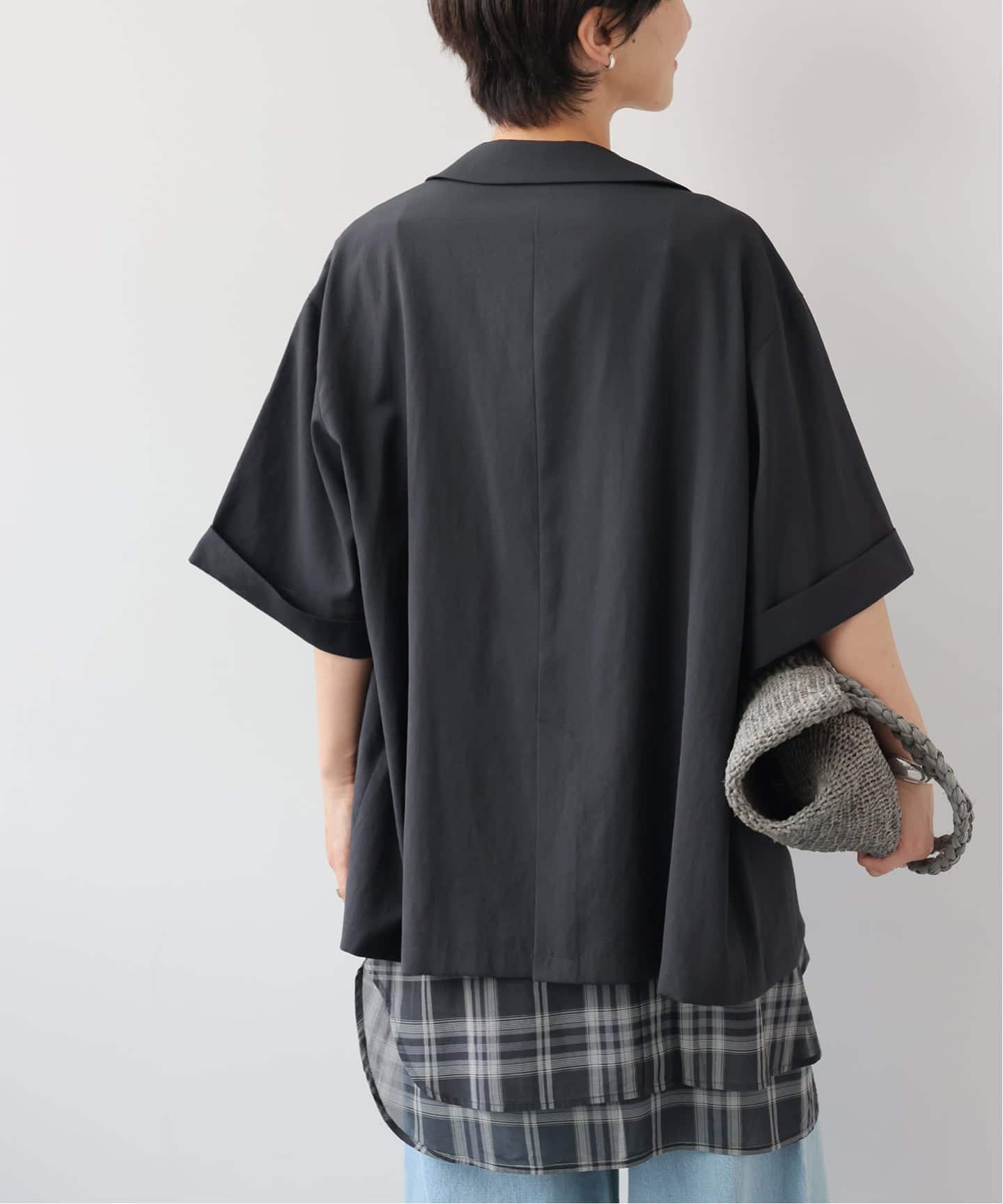 吸水速乾 / 洗濯機洗い可］NATURAL FLAX ハーフスリーブジャケット