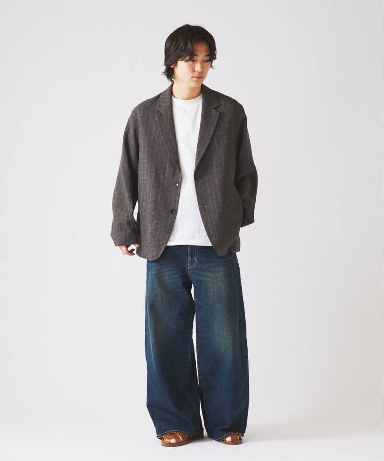 ウォッシャブル バスケット ストライプ ジャケット(セットアップ対応 