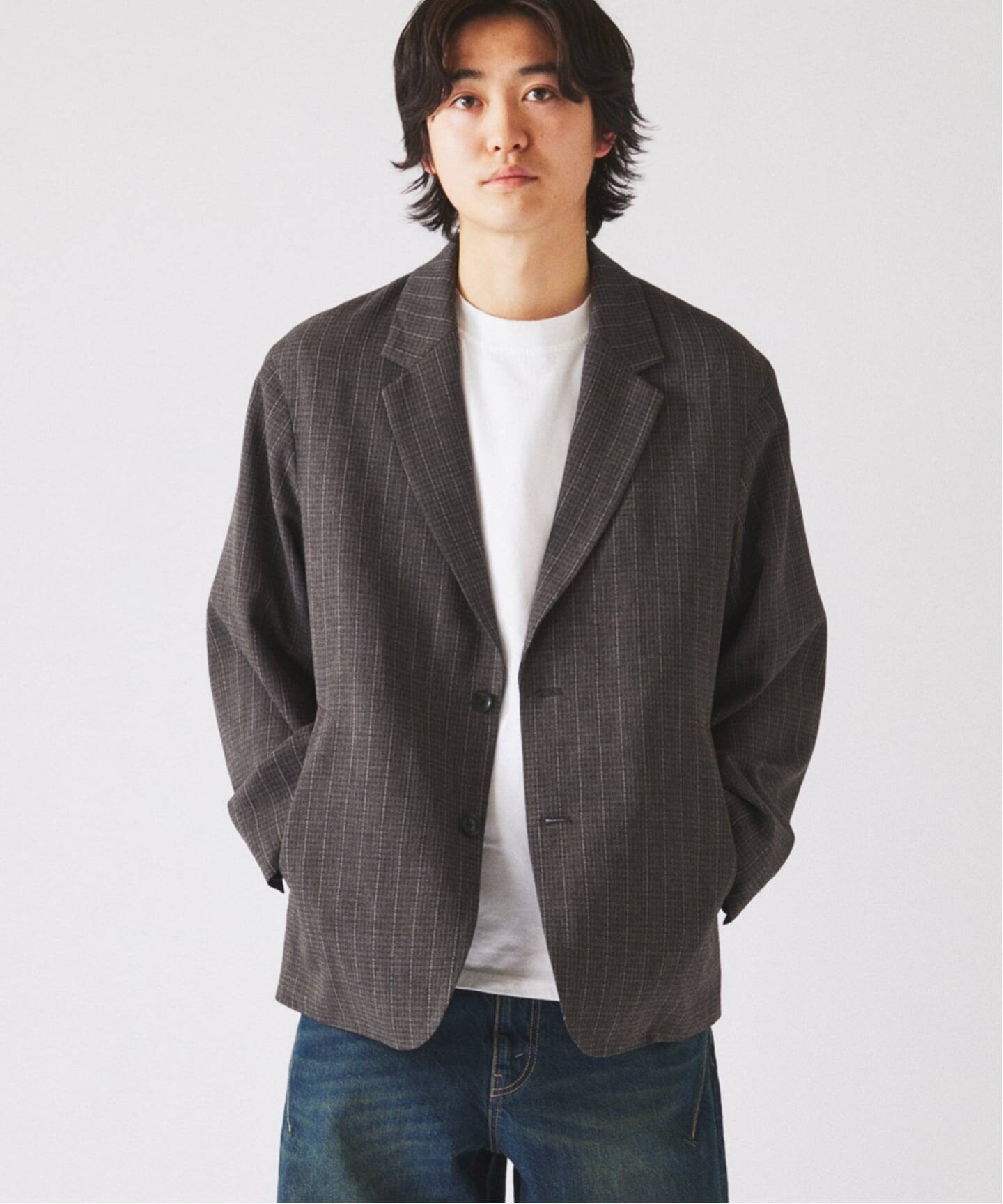 ウォッシャブル バスケット ストライプ ジャケット(セットアップ対応