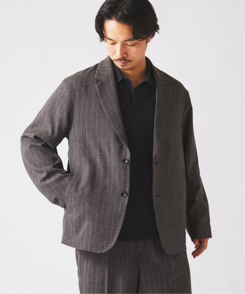 ウォッシャブル バスケット ストライプ ジャケット(セットアップ対応 