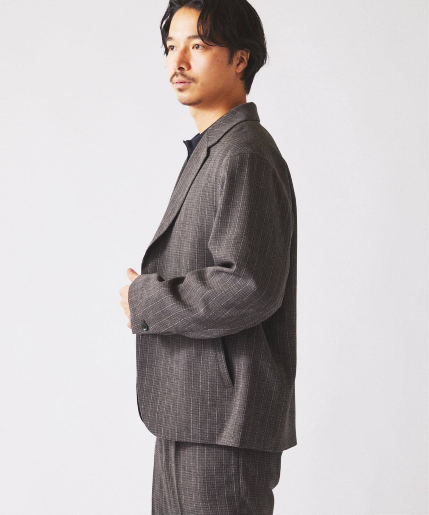 ウォッシャブル バスケット ストライプ ジャケット(セットアップ対応