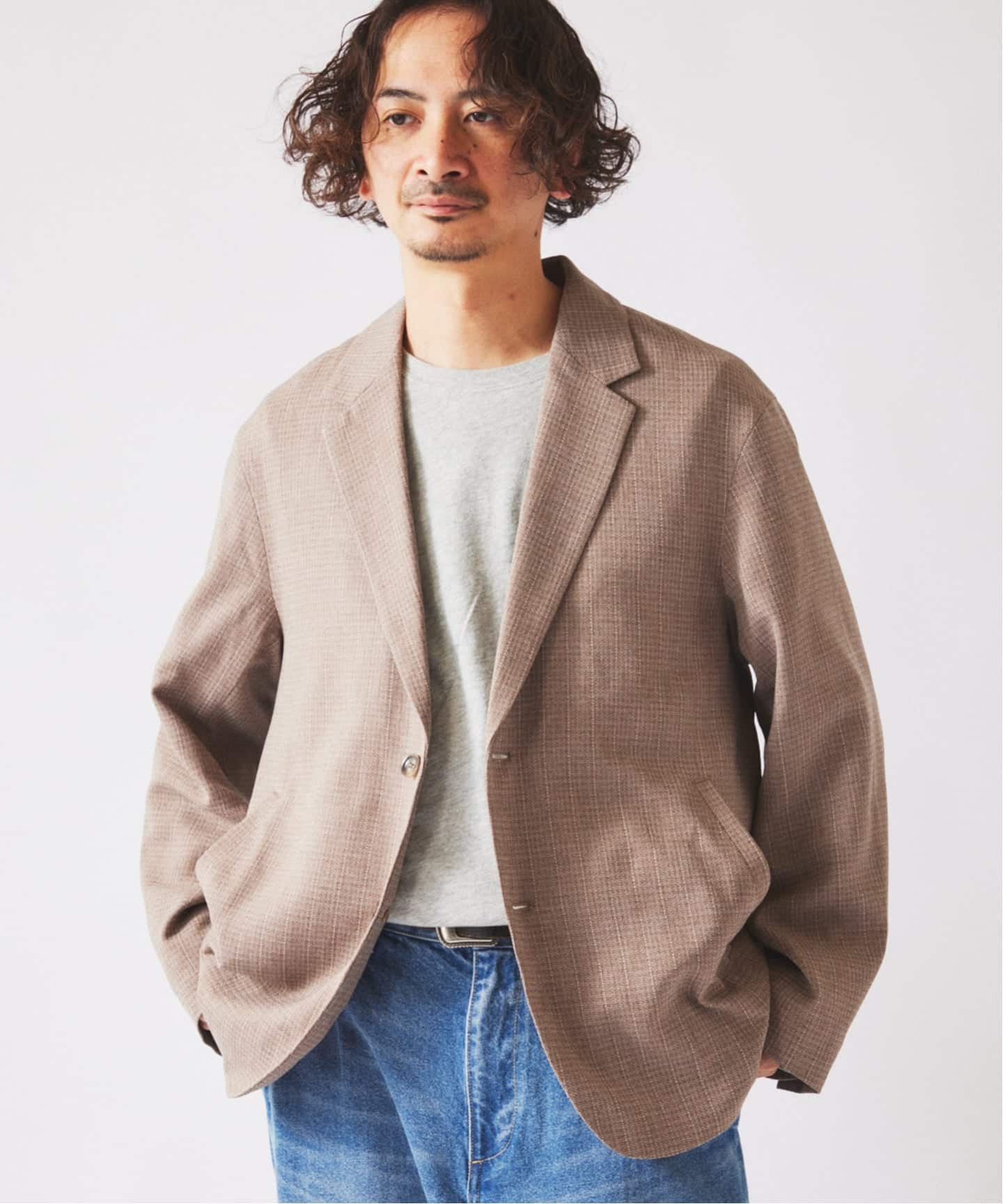 ウォッシャブル バスケット ストライプ ジャケット(セットアップ対応