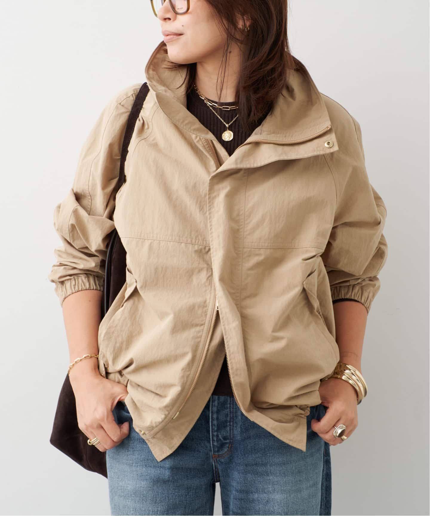 BONJOUR MADAME フルジップブルゾン ドゥーズィエムクラス　ベージュ 予約》WEATHER FULL ZIP ブルゾン（その他ブルゾン／アウター