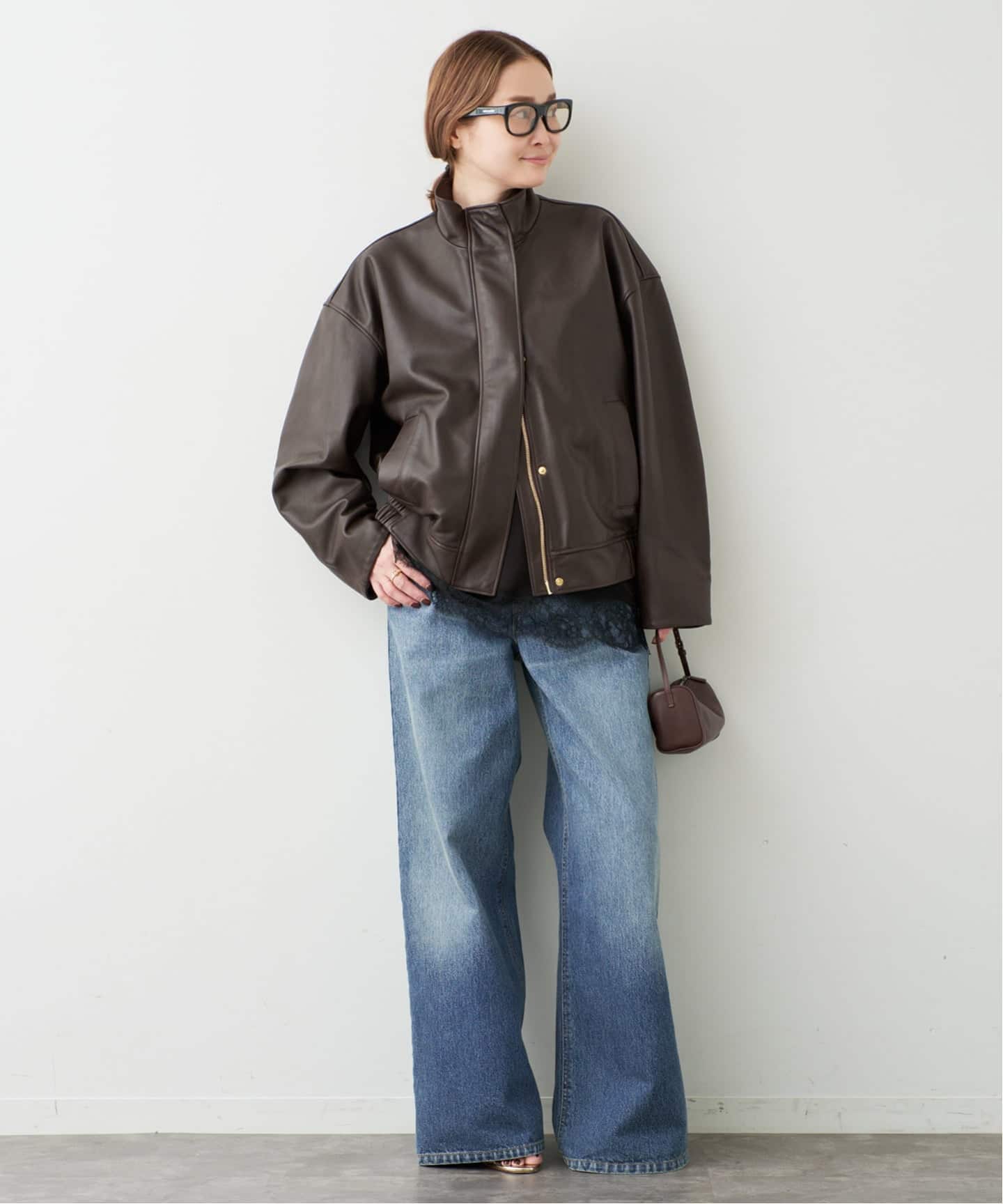Deuxieme Classe Stand Collar レザーブルゾン　極美品 Stand Collar レザーブルゾン（レザージャケット）｜Deuxieme Classe