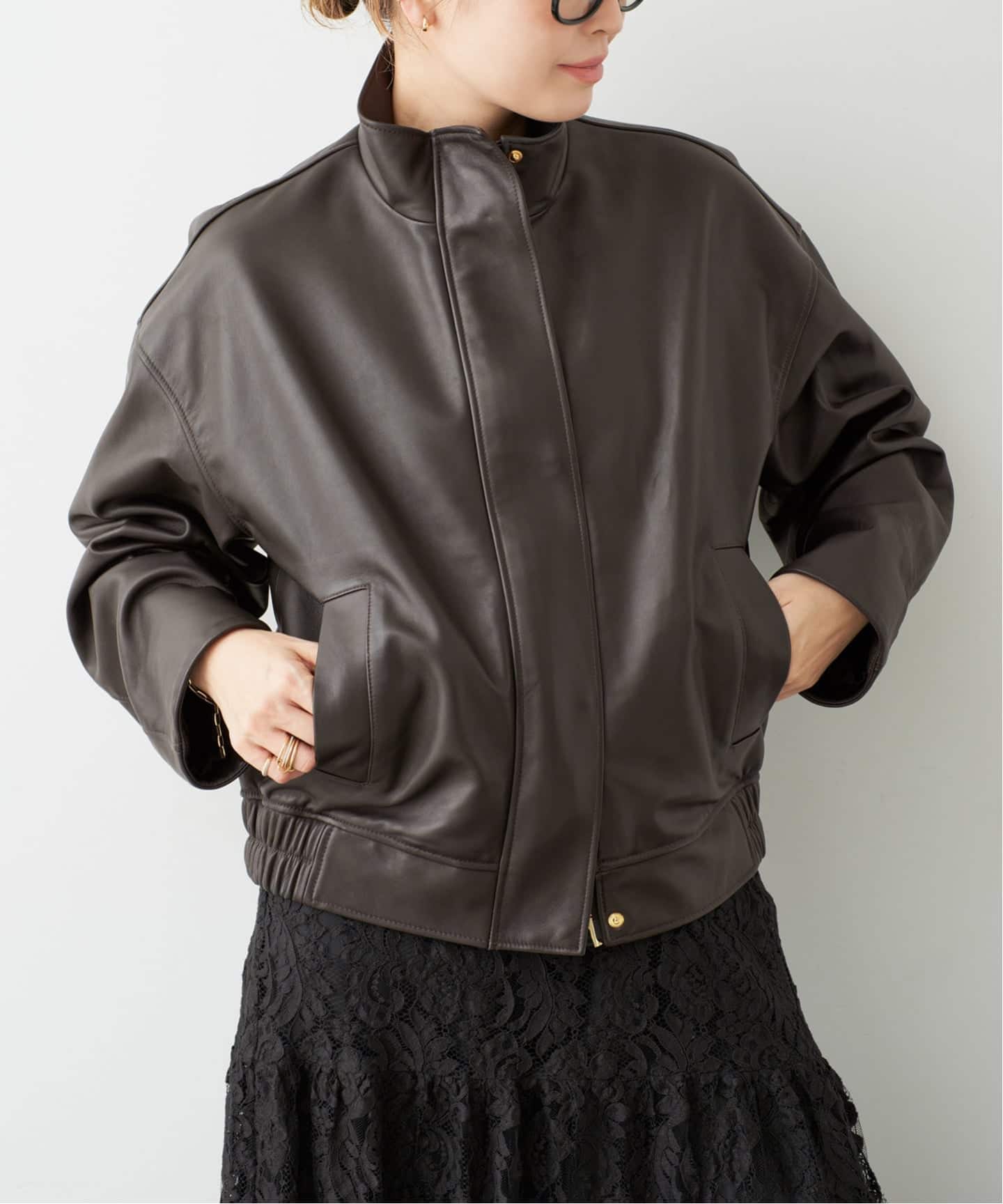 Deuxieme Classe Stand Collar レザーブルゾン Stand Collar レザーブルゾン（レザージャケット）｜Deuxieme Classe