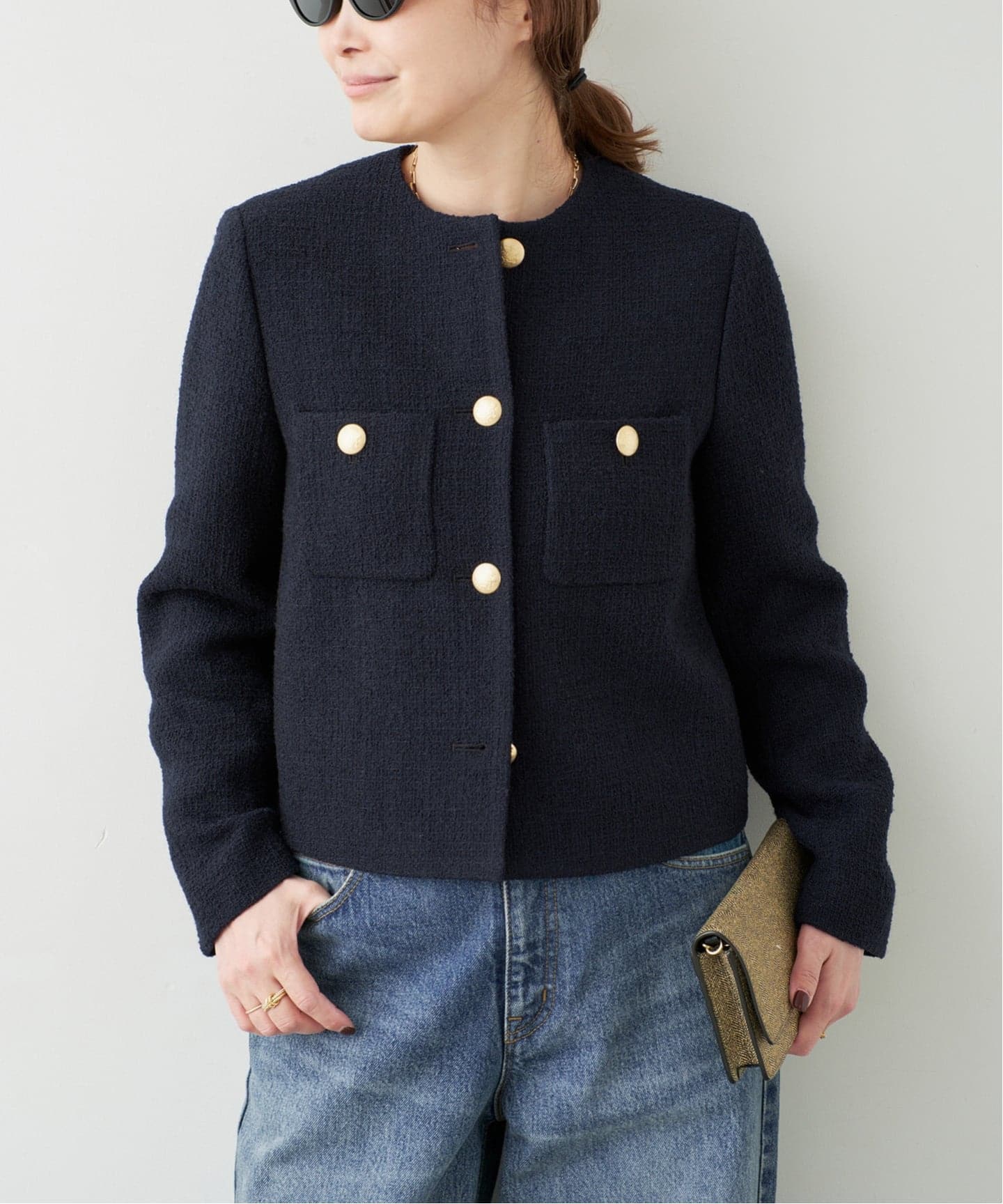 ドゥーズィエムクラス Tweed ブレザー 予約》Tweed ブレザー（ノーカラージャケット）｜Deuxieme Classe