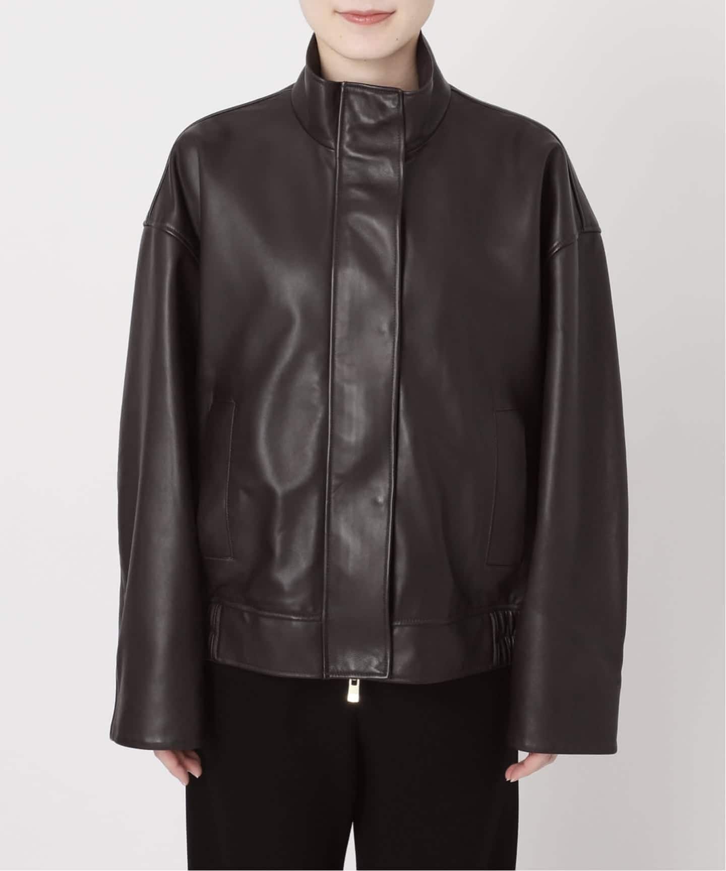 Deuxieme Classe Stand Collar レザーブルゾン　極美品 予約》追加 Stand Collar レザーブルゾン（レザージャケット