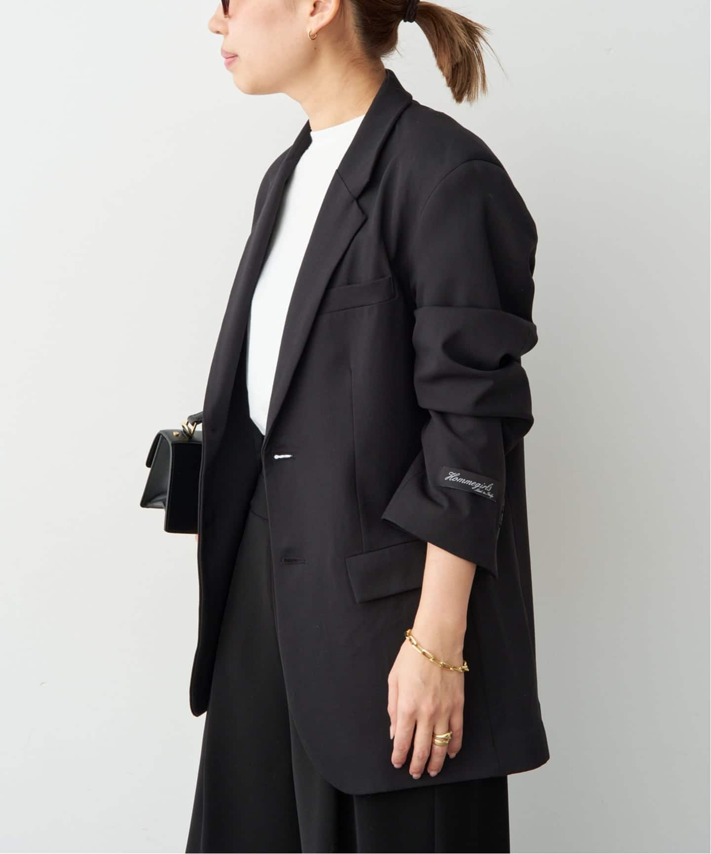 homme girlsブラック ダブルブレスト テーラードジャケット HOMME GIRLS/オムガールズ】 SUIT JACKET（テーラードジャケット