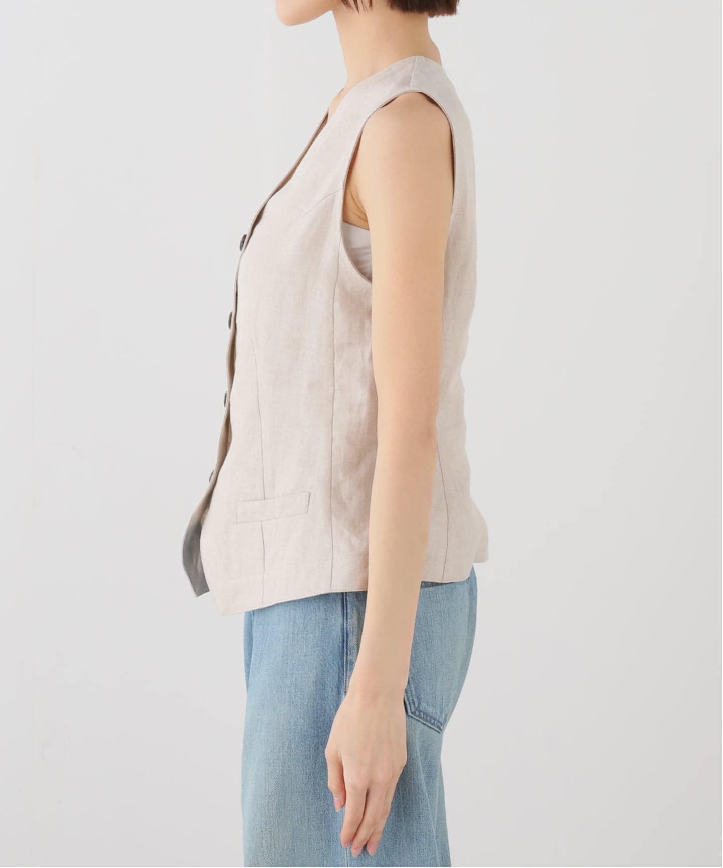 美品★MUSE de Deuxieme Classeベストリネン 　ジレ　ベスト OGLINEN ベスト（ジレ）｜MUSE de Deuxieme Classe（ミューズ ドゥ