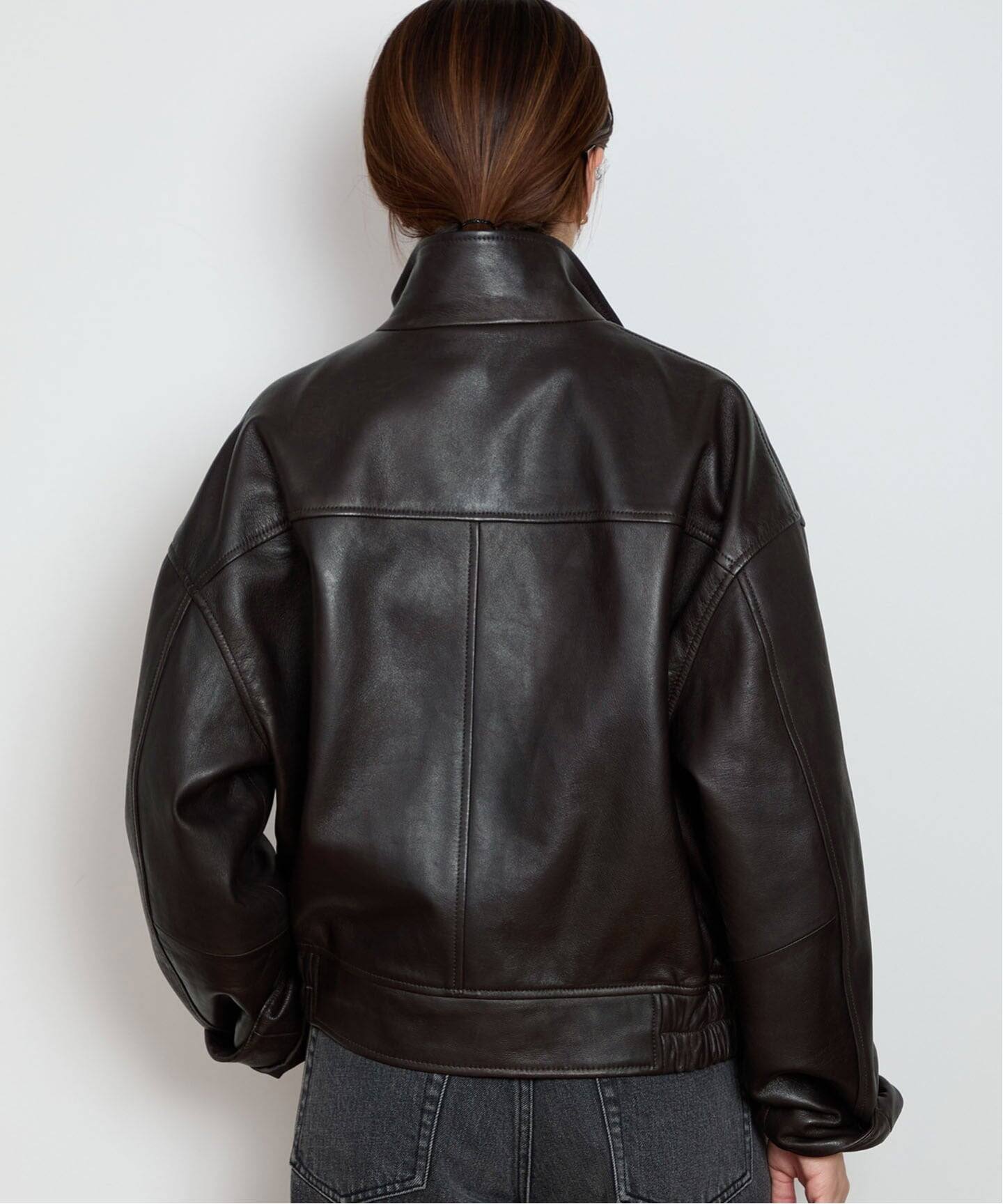 Stand Collar Leather ブルゾン（レザージャケット）｜MUSE de