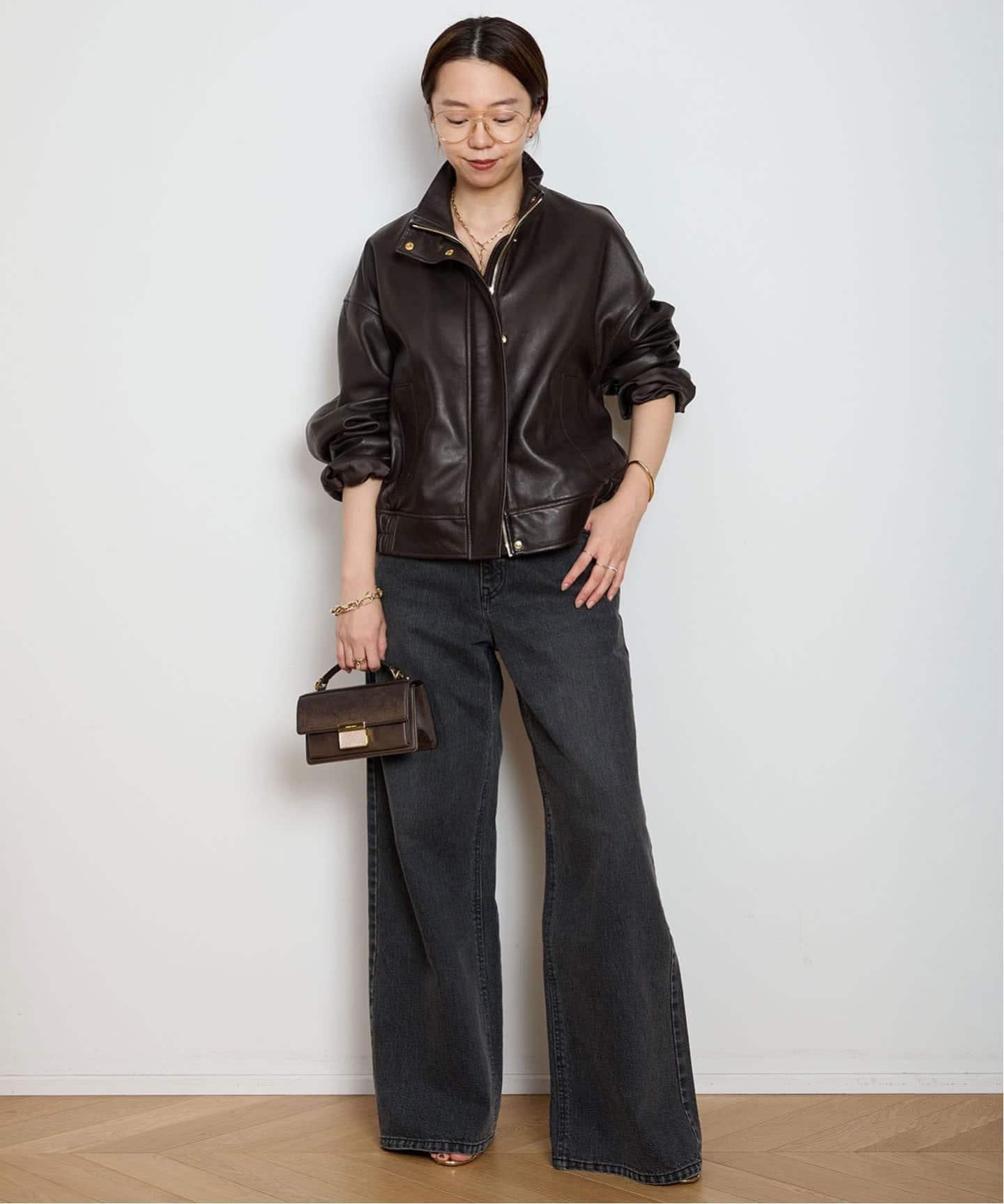 Stand Collar Leather ブルゾン（レザージャケット）｜MUSE de