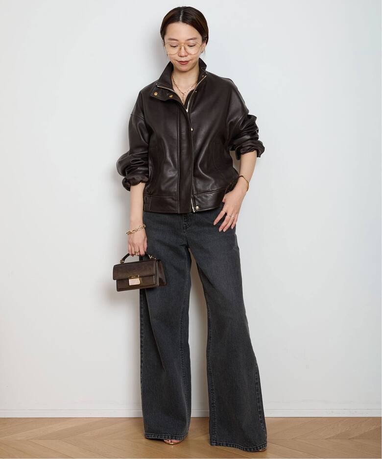 Stand Collar Leather ブルゾン（レザージャケット）｜MUSE de 