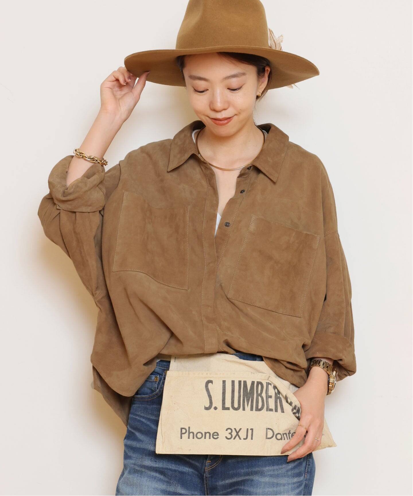 【OneTeaSpoon】SUEDE DARIA シャツジャケット OneTeaSpoon/ワンティースプーン】SUEDE DARIA シャツジャケット