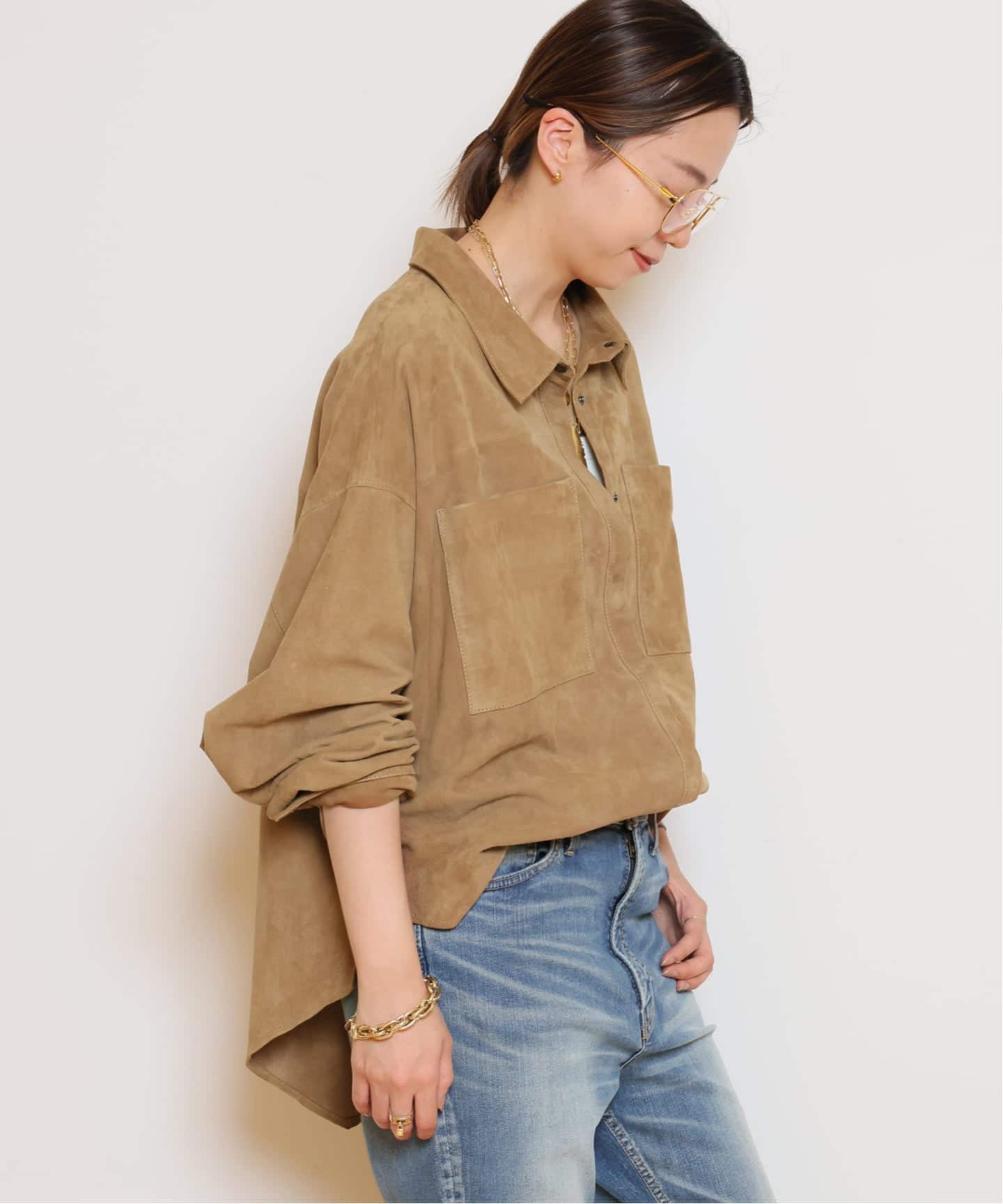 【OneTeaSpoon】SUEDE DARIA シャツジャケット OneTeaSpoon/ワンティースプーン】SUEDE DARIA シャツジャケット