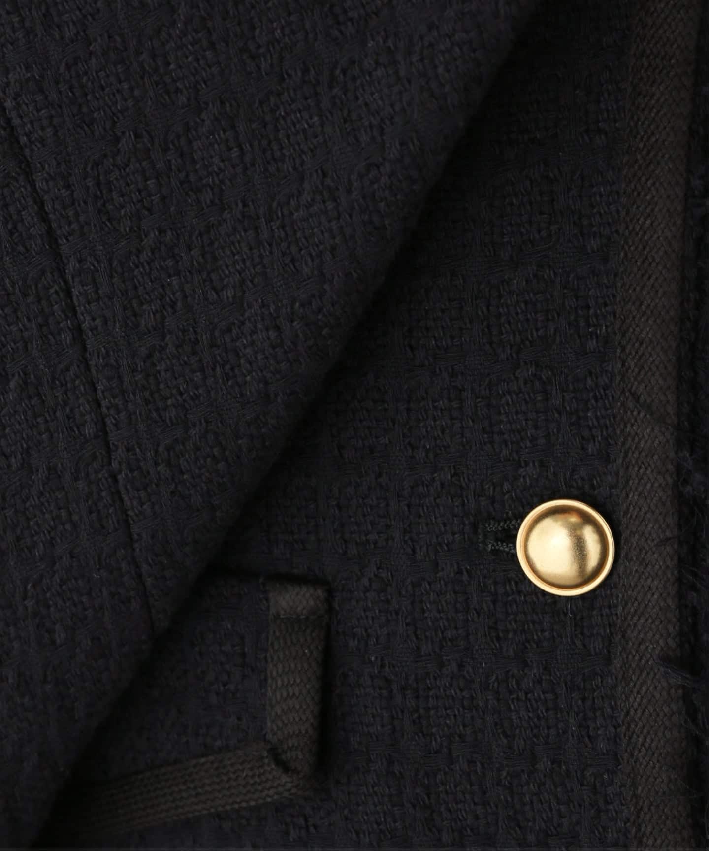 COL PIERROT】 TWEED V-NECK LONG JACKET（ノーカラージャケット）｜L