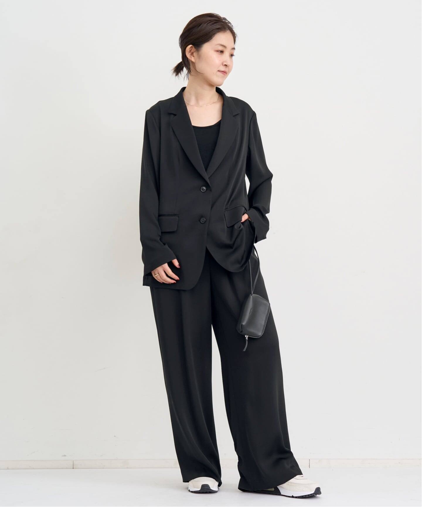 アパルトモン別注⭐︎241ジャケット ブラック SILK MIX GEORGETTE JACKET（テーラードジャケット）｜L'Appartement